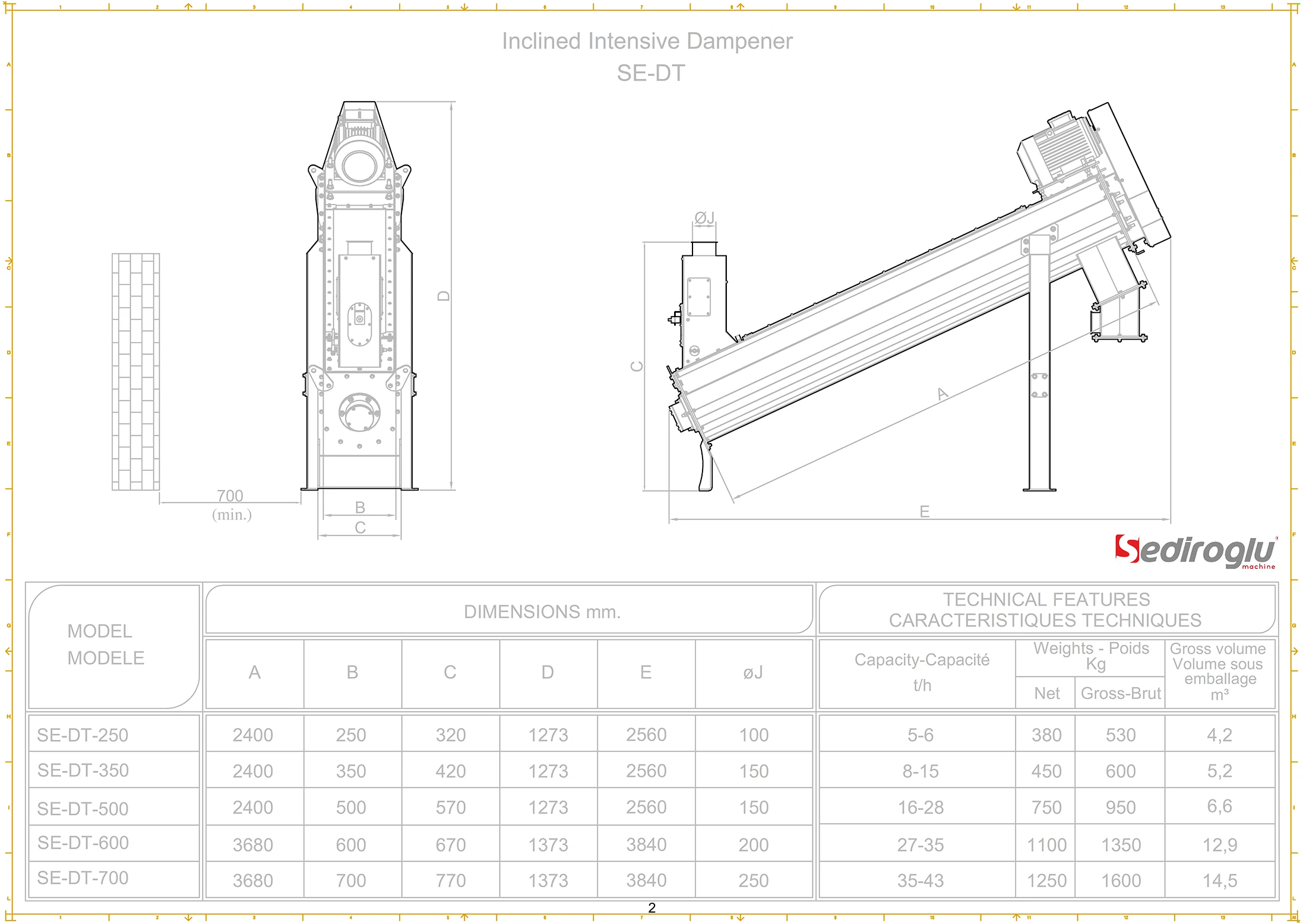 Performance Data and Detailed Technical Chart — Inclined Intensive Dampener 6 Tons