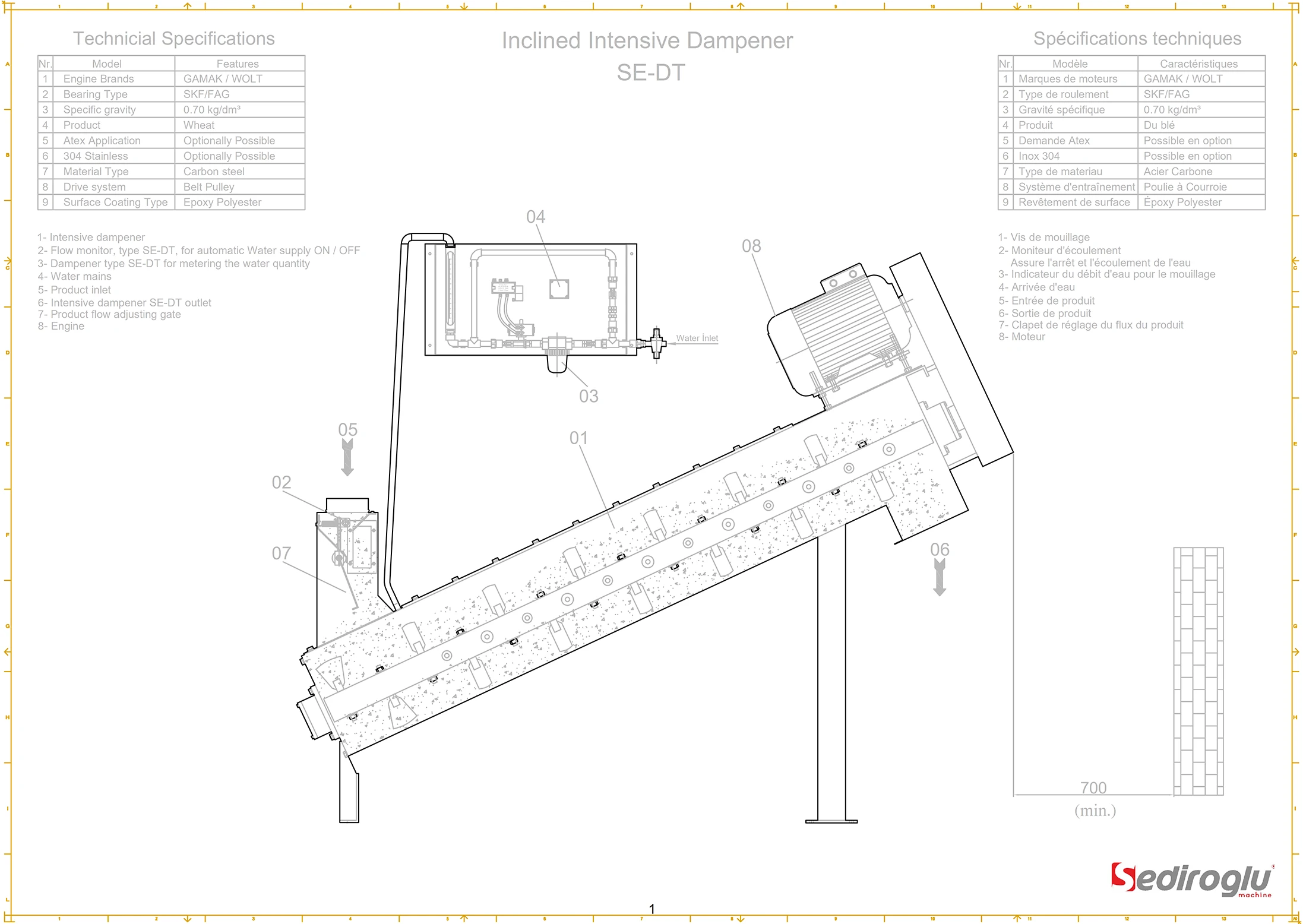 Performance Data and Detailed Technical Chart — Inclined Intensive Dampener 15 Tons