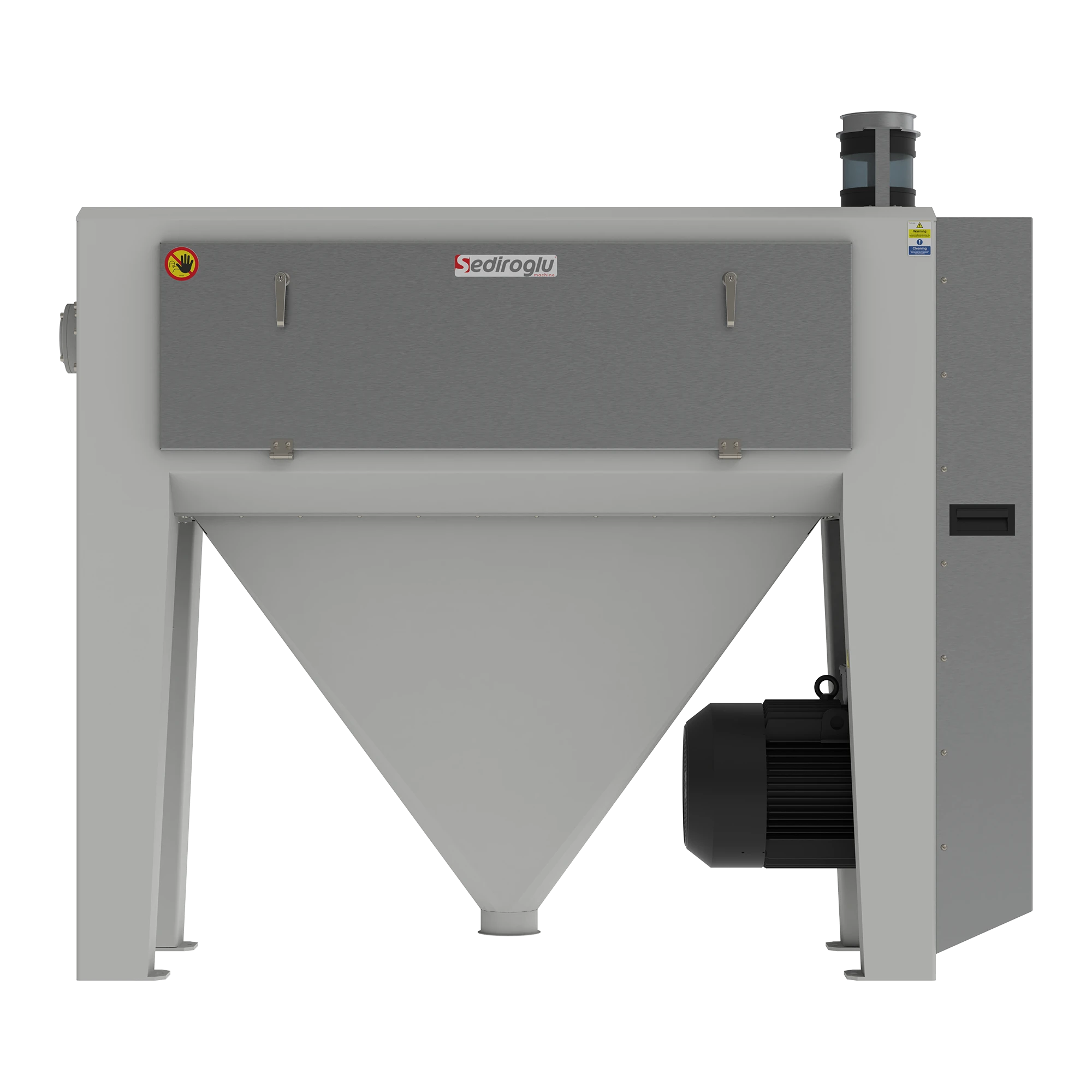 High-capacity dust removal system for 14–20 ton Sediroglu Group scourer machines.