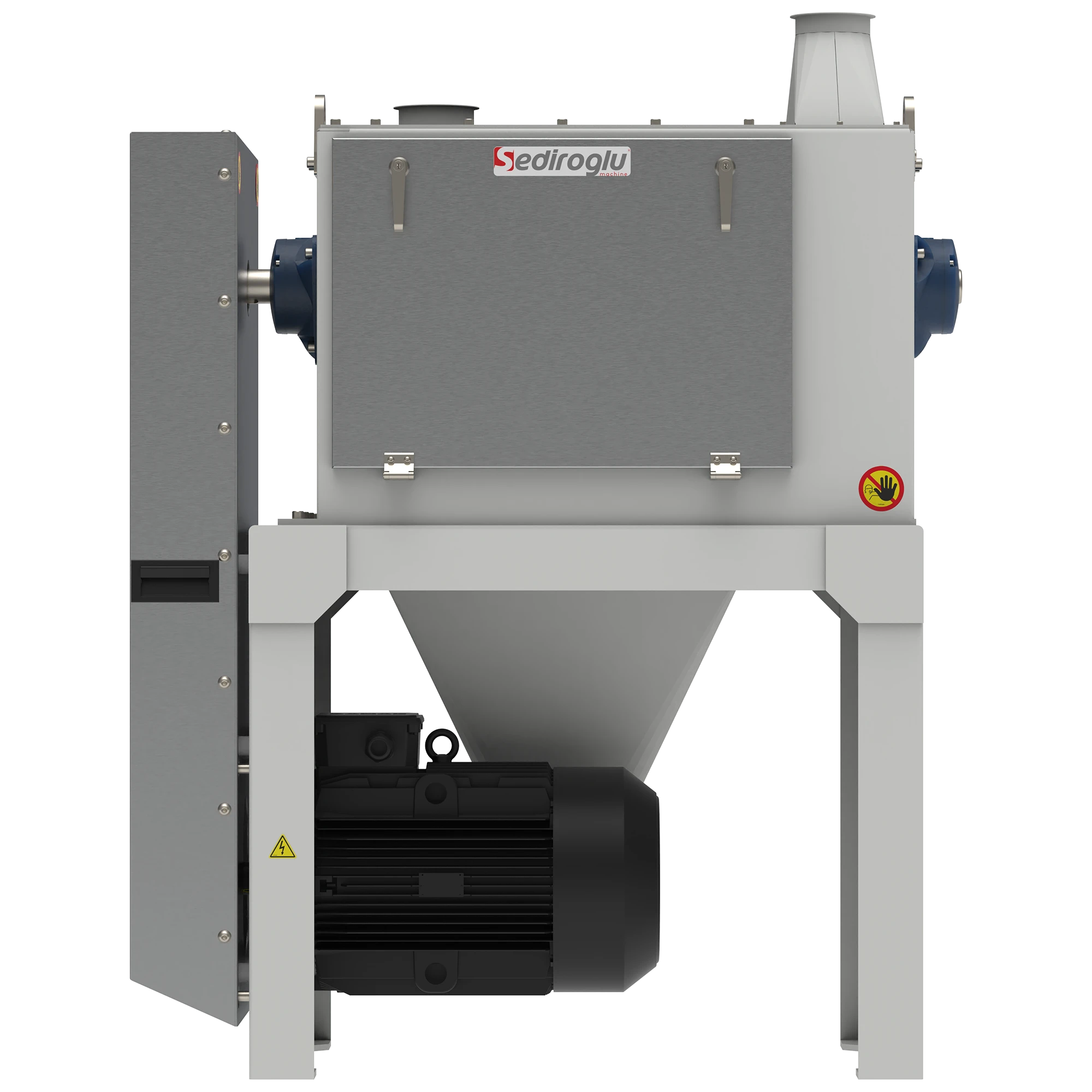 Horizontal scourer machine designed for wheat surface cleaning in flour mill production lines, ensuring uniform grain preparation before milling.