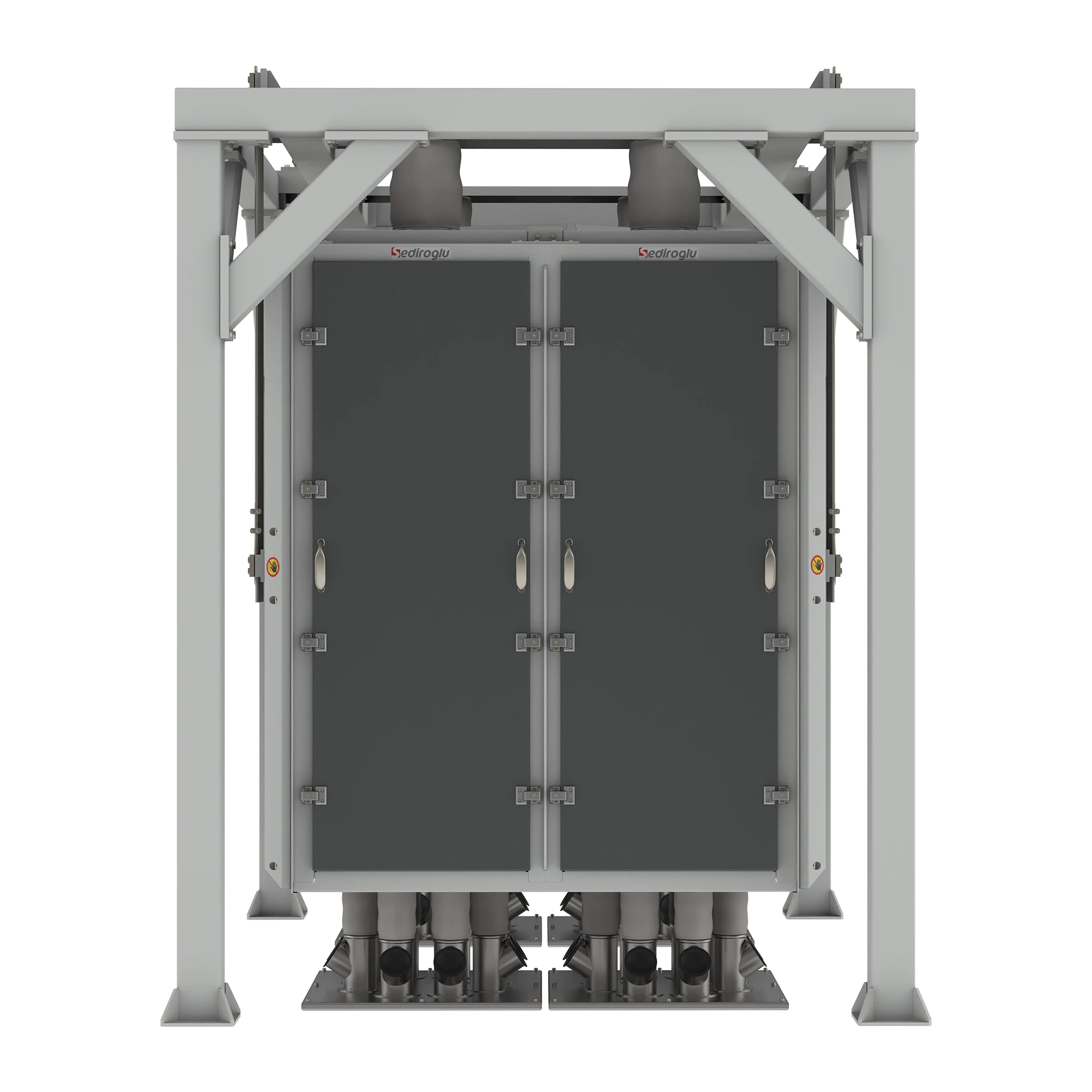 Closed anti-dust cabin design of the 4x30 Plansifter ensuring hygienic and controlled milling operations. Prevents product loss and protects against external contamination.