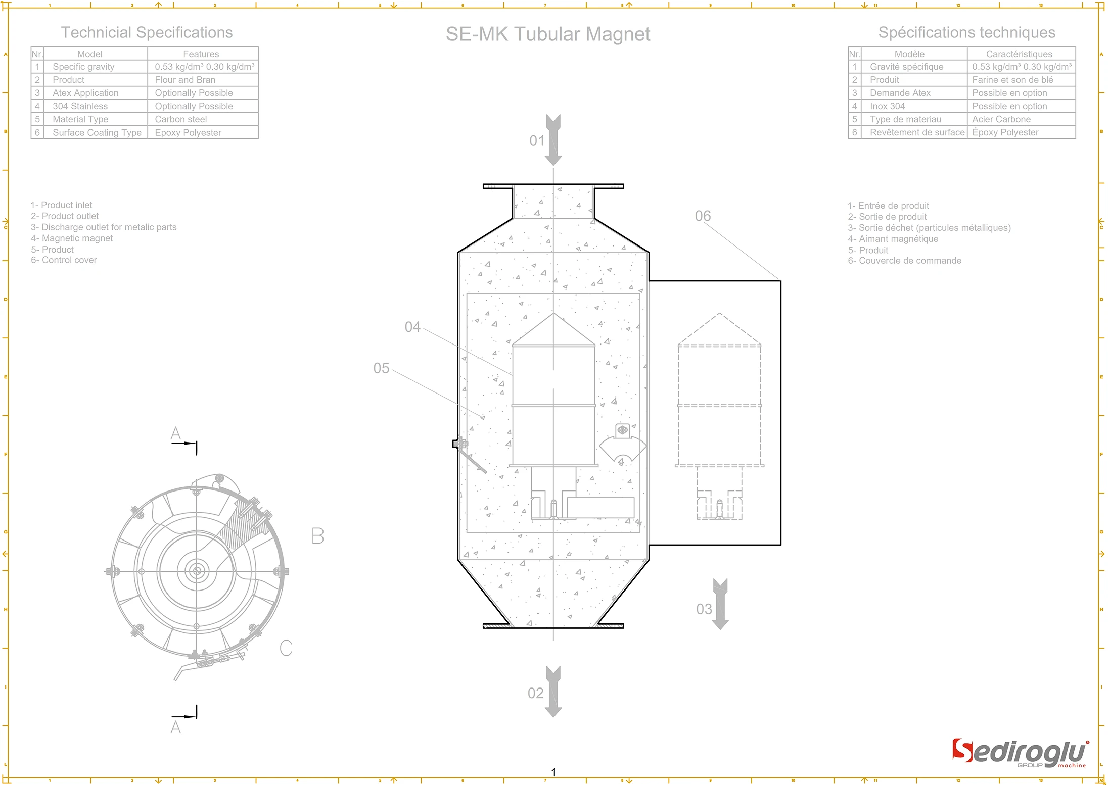 sediroglu SM-MK 100/850 Pipeline Dimensions