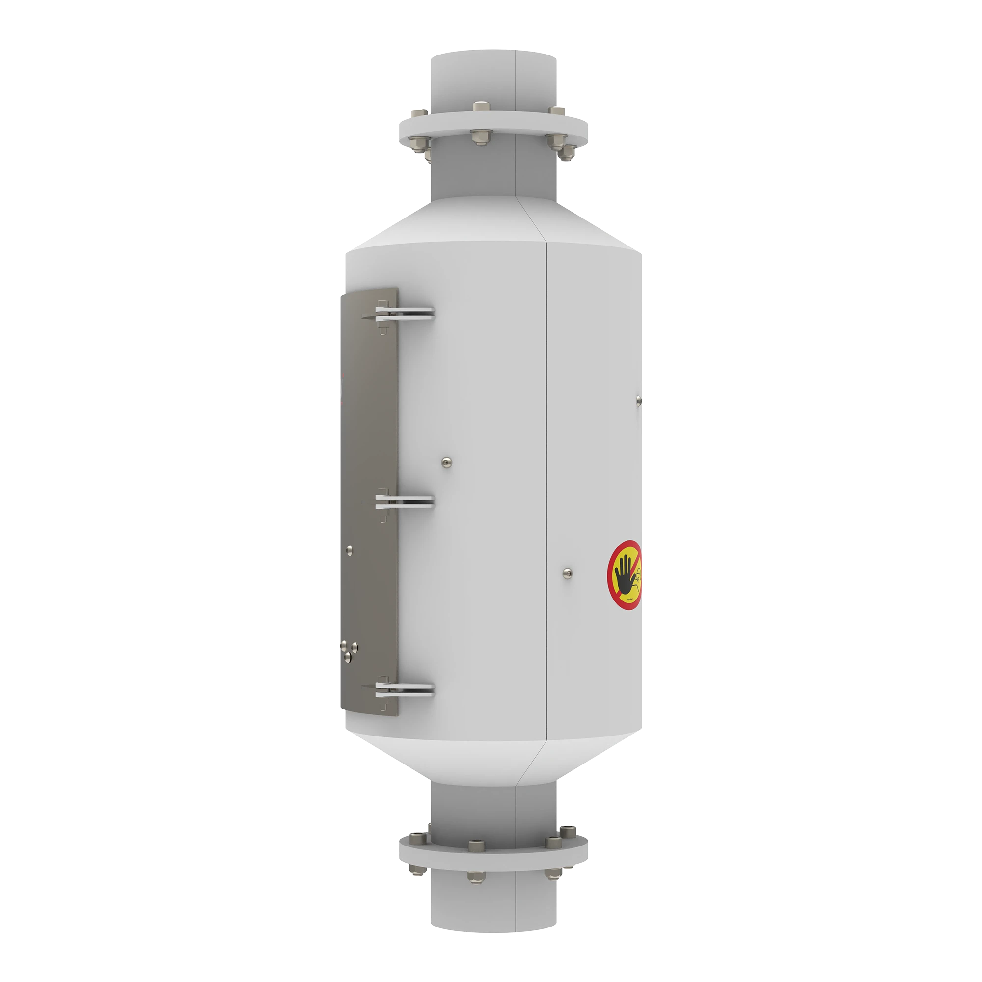 Tubular magnet installed in feed factories for continuous metal separation.