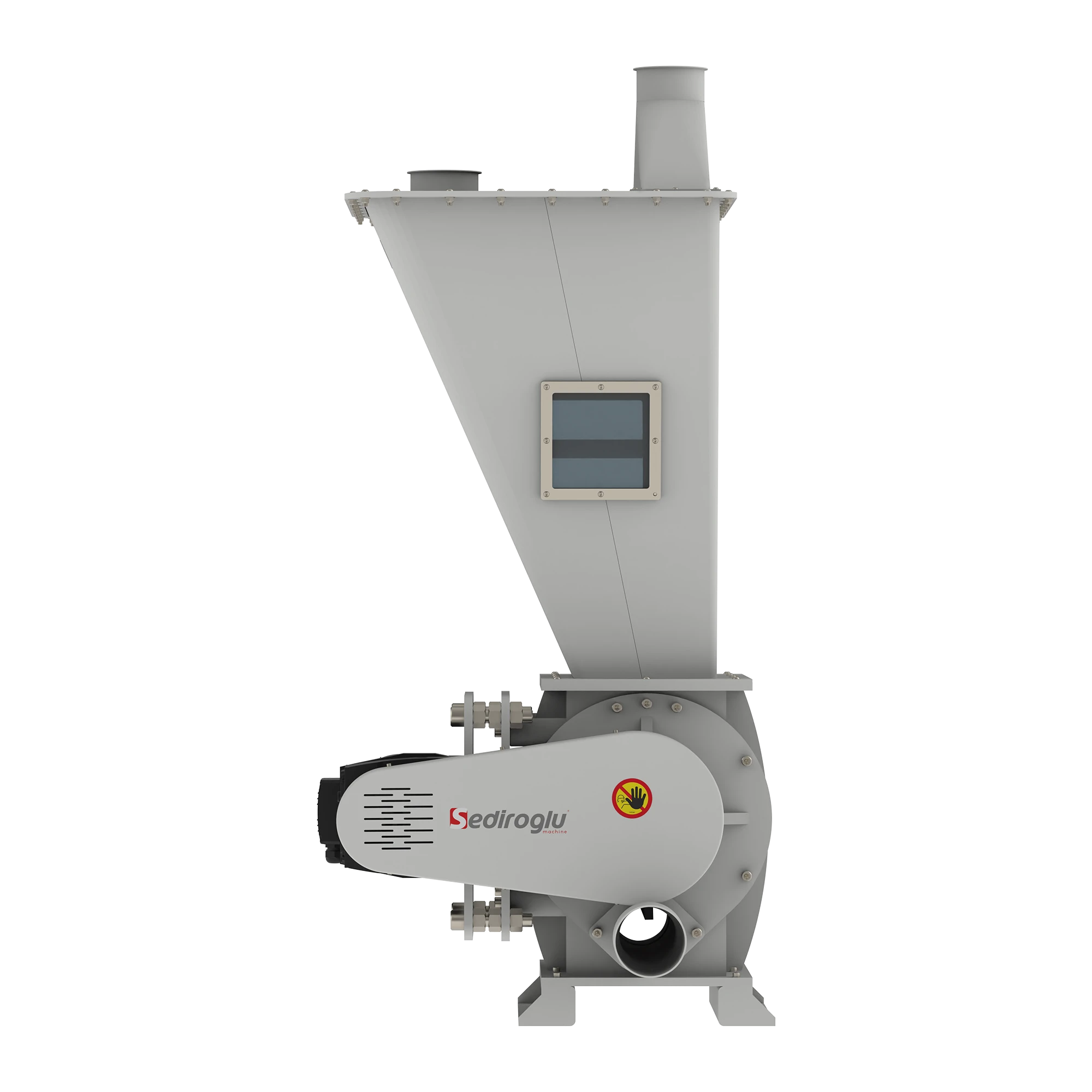 Rotary airlock integrated into pneumatic transfer lines for efficient powder and granular material conveying.