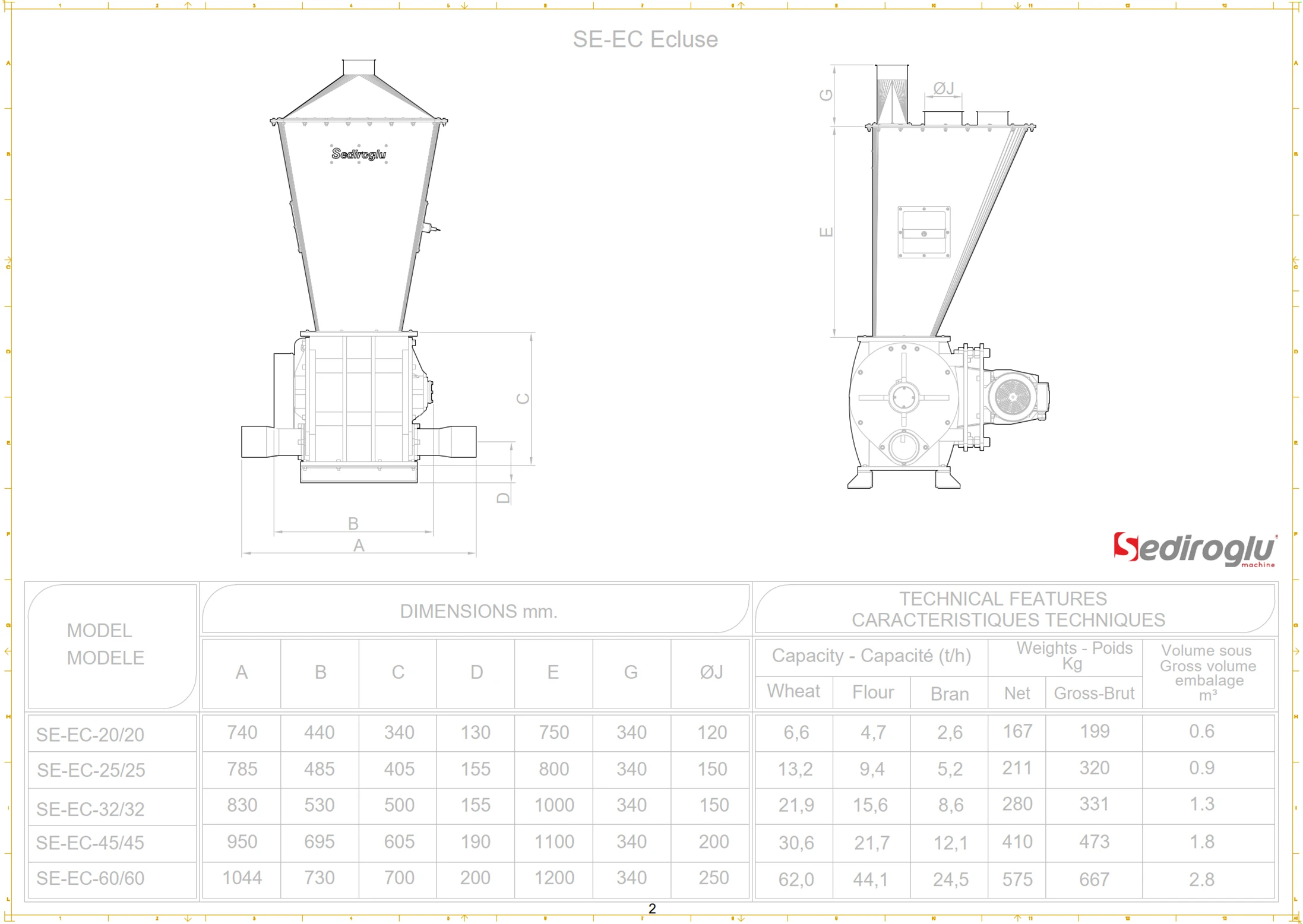 Ecluse ø32-32 Technical Dimensions
