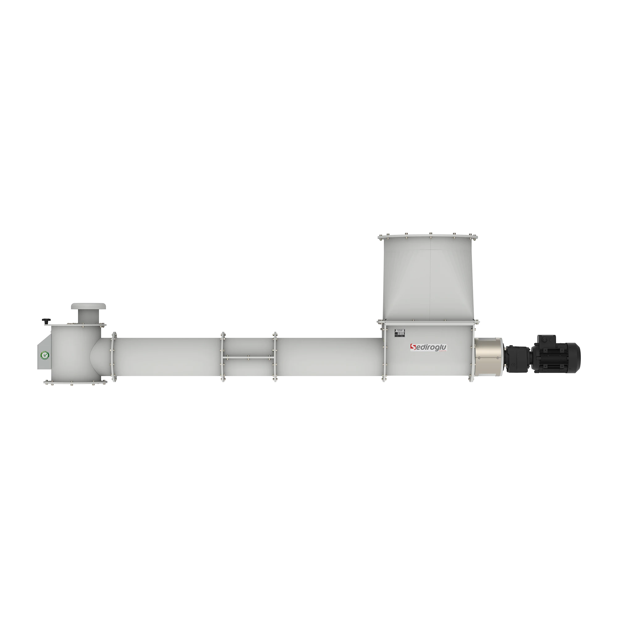 Precise flour loading and feeding in the packing department using Tubular Screw Conveyor 100 (SE-TS-100).