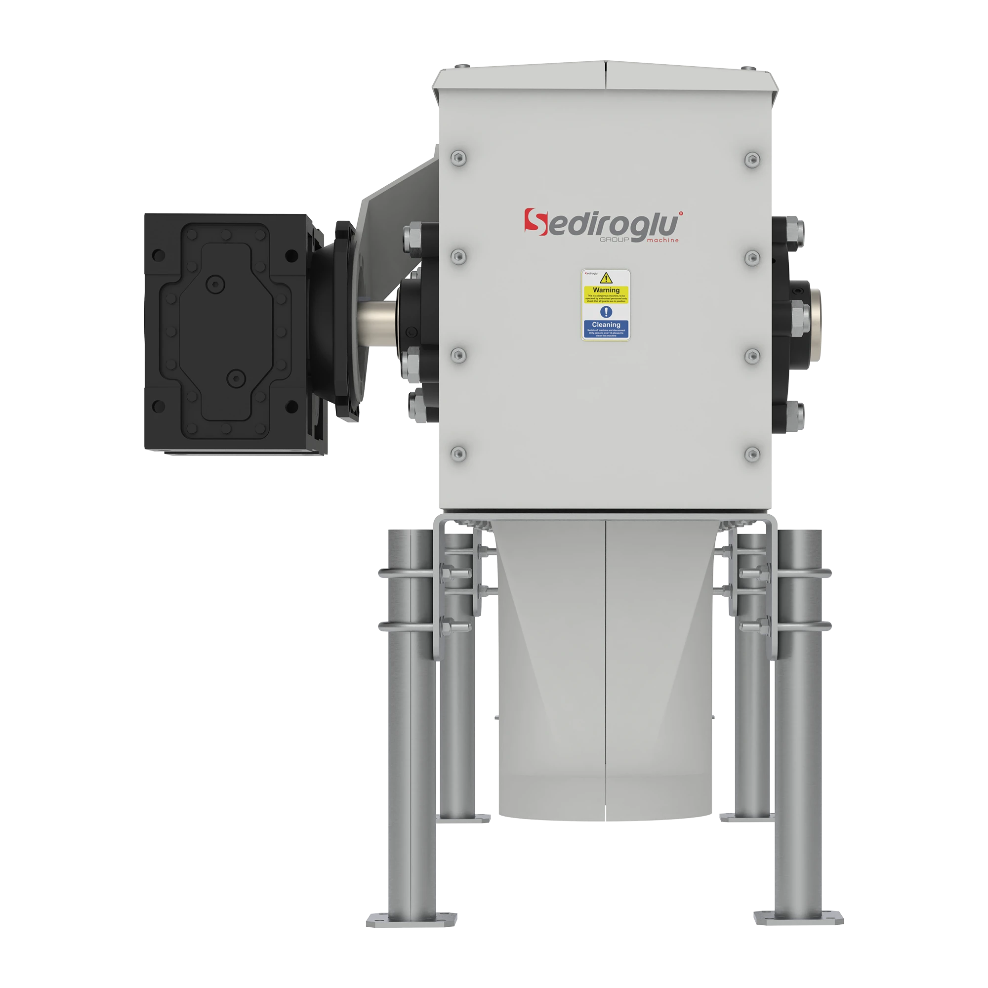 Loading point of SE-CC-25 conveyor in cocoa and bakery production lines, ensuring smooth material entry and reliable transport.