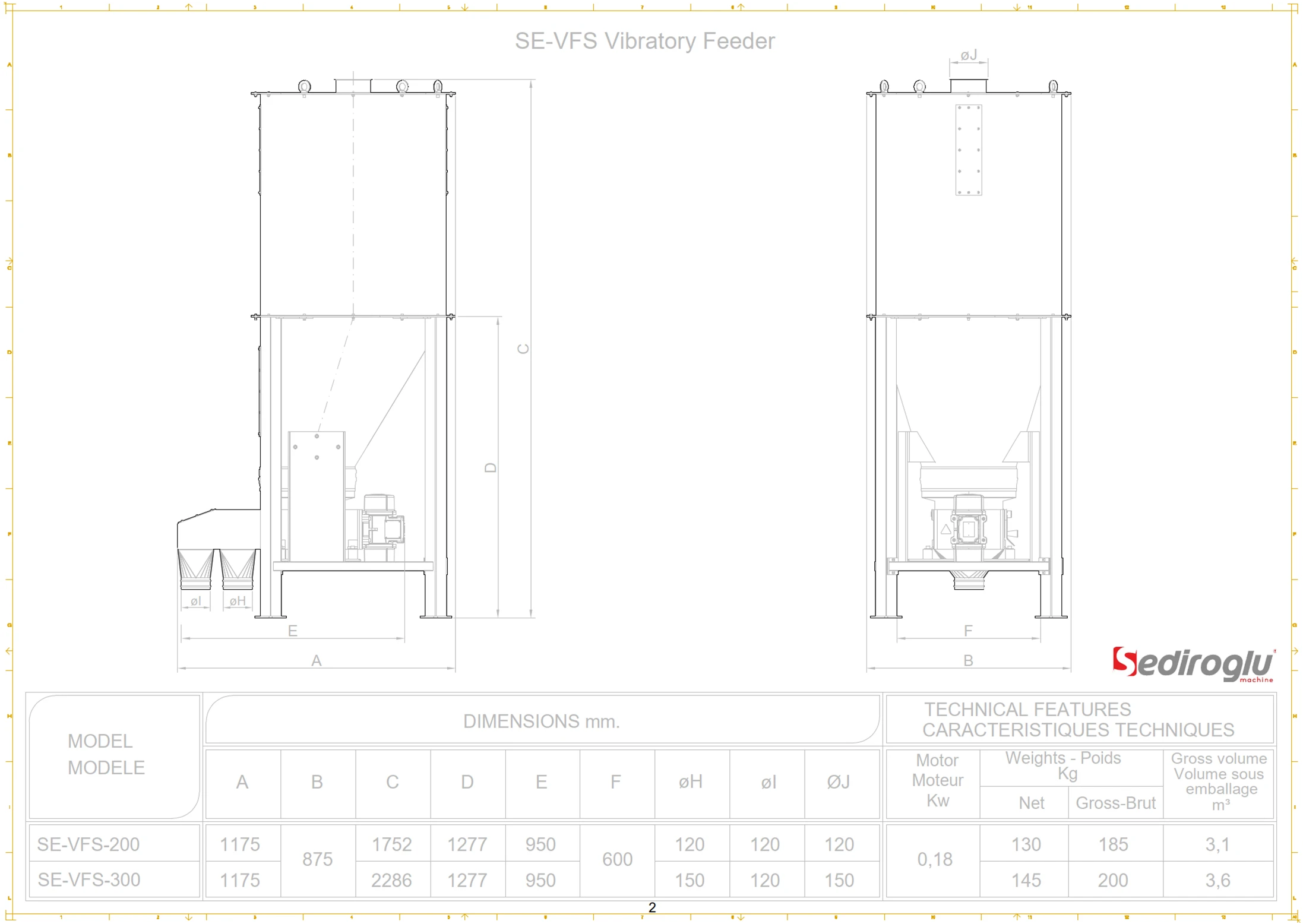 sediroglu-vibratory-feeder-se-vfs-300-technical-diagram