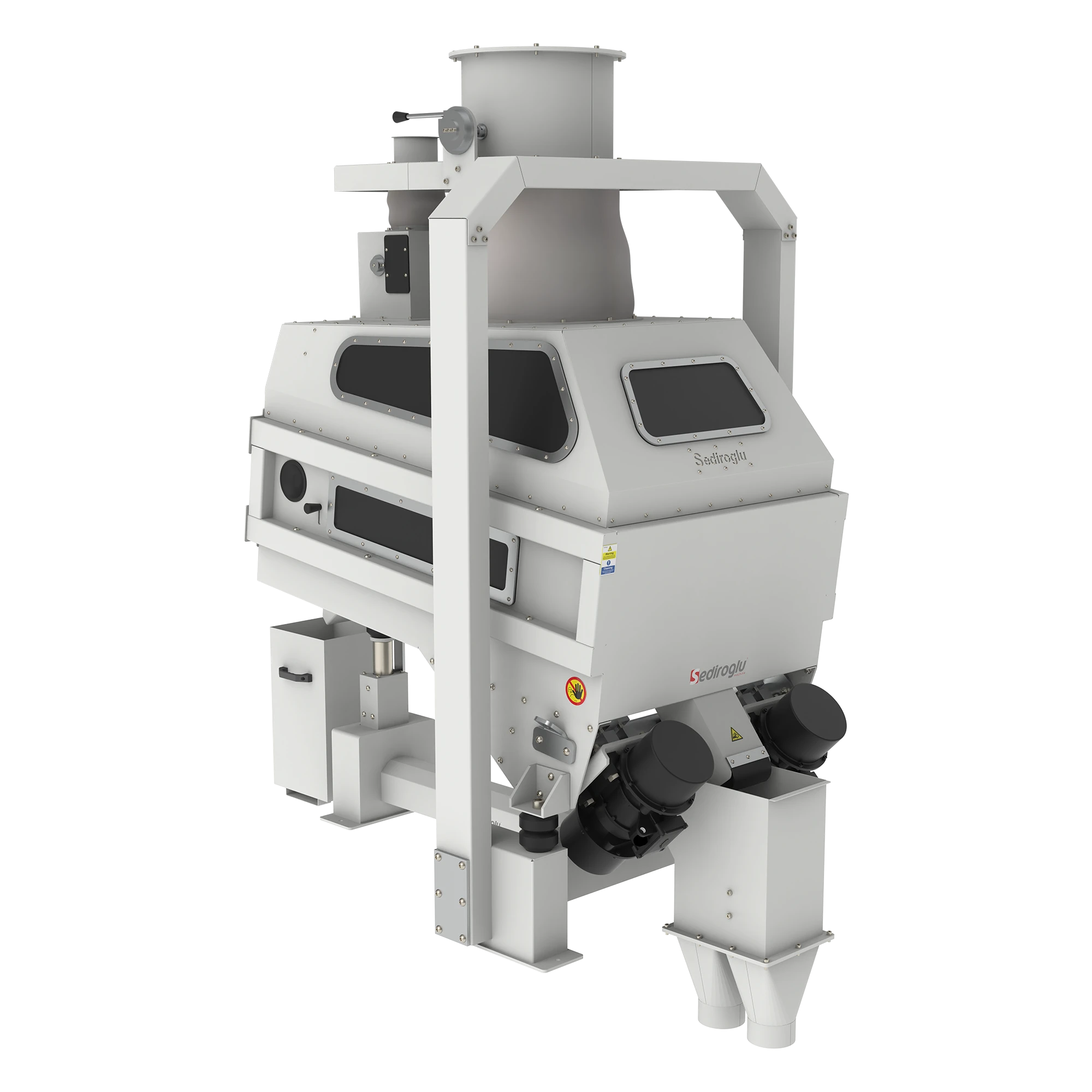 Top deck of the Double Layer Destoner 80, optimized for precise grain and flour cleaning.