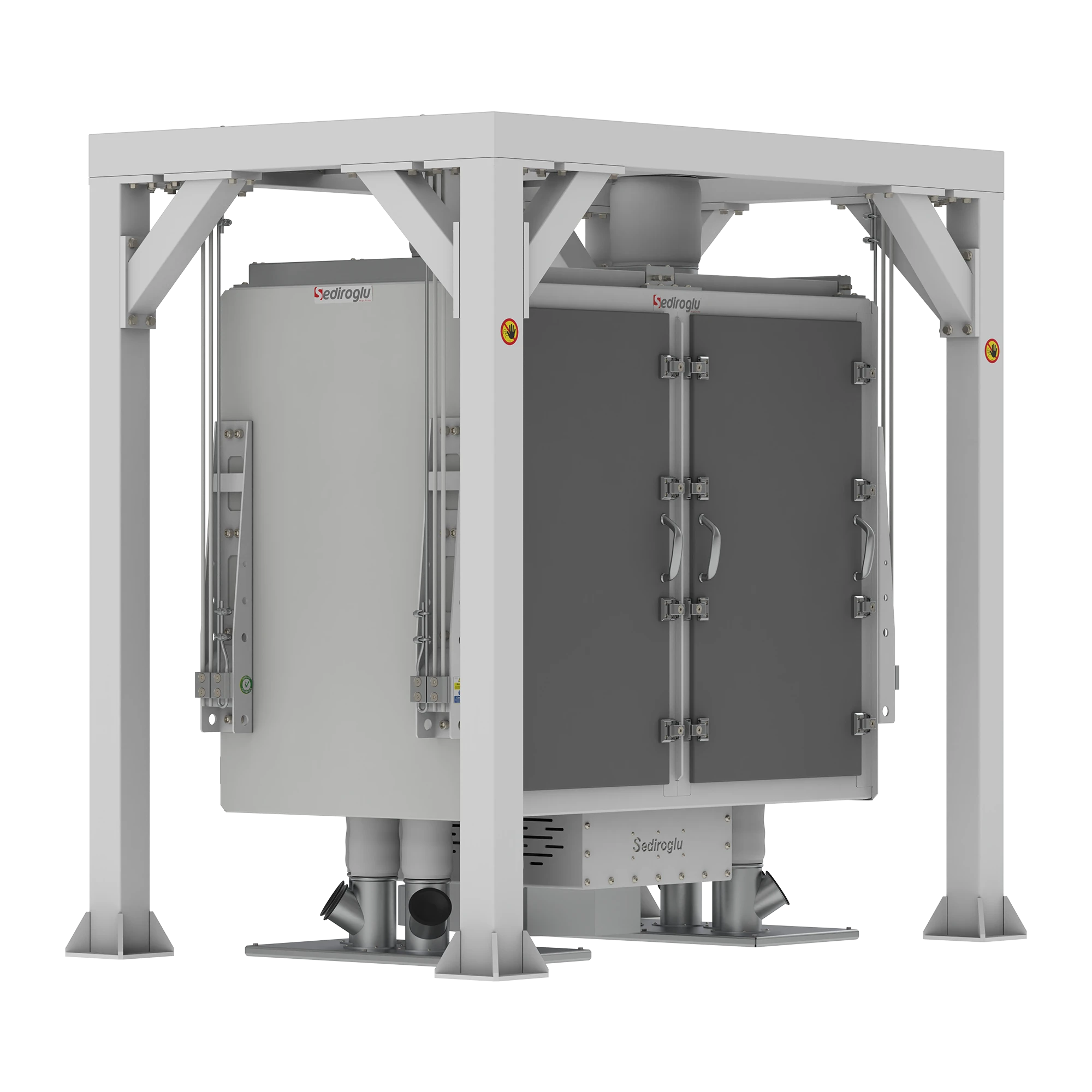 Integrated production line application showing the Two Channel Sifter 9 ton used in grain, flour, and semolina plants.