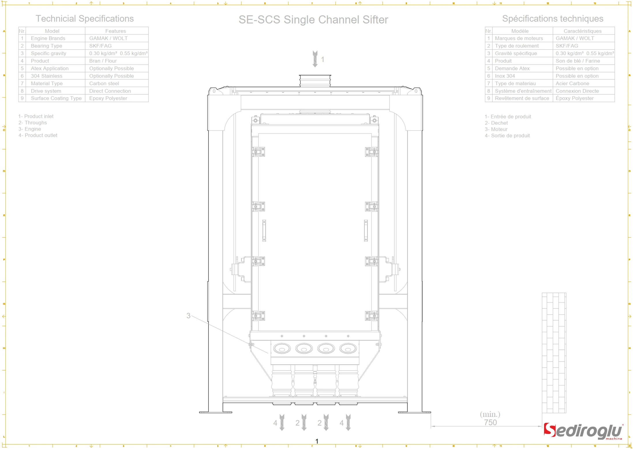 single-channel-sifter-3-ton-technical-table-dimensions