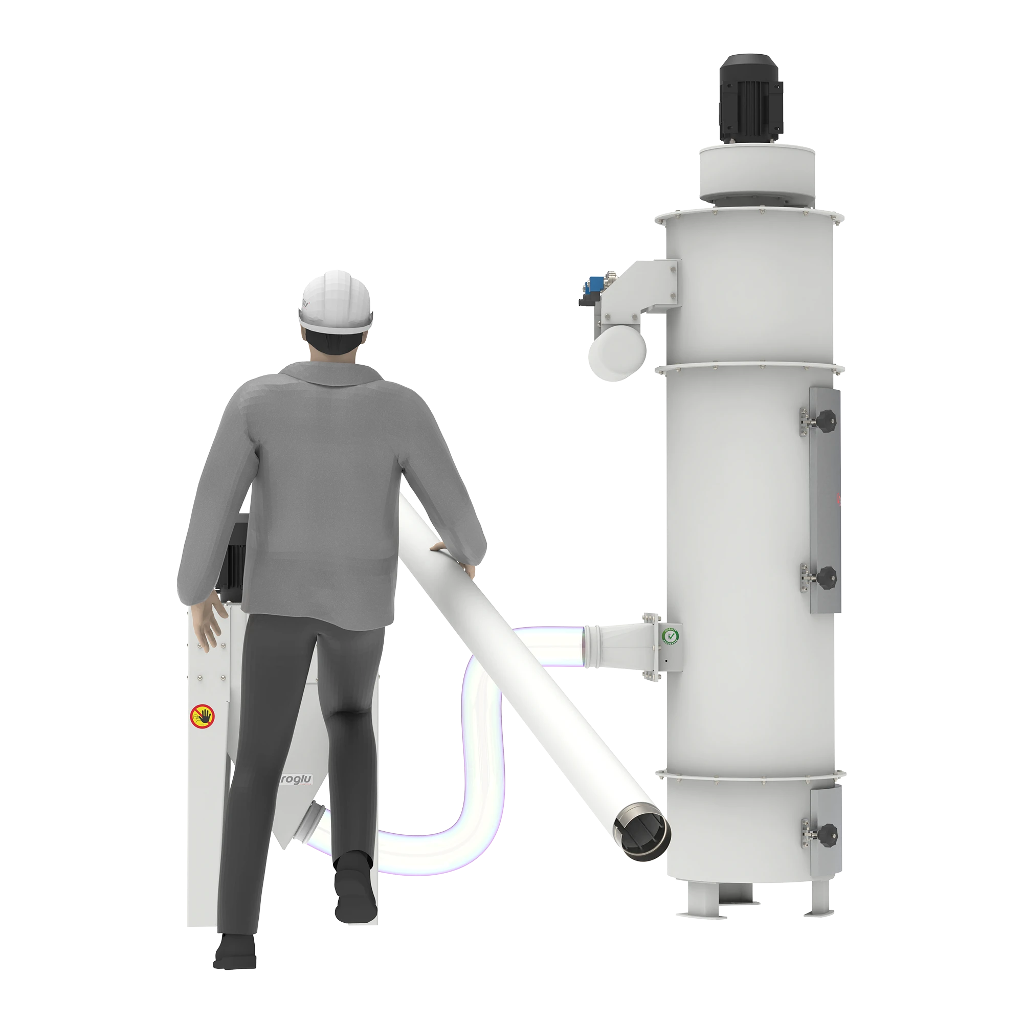Integrated aspirator unit that immediately captures dust released during the cleaning process, maintaining stable aspiration performance and preventing airborne dust in flour mills, feed