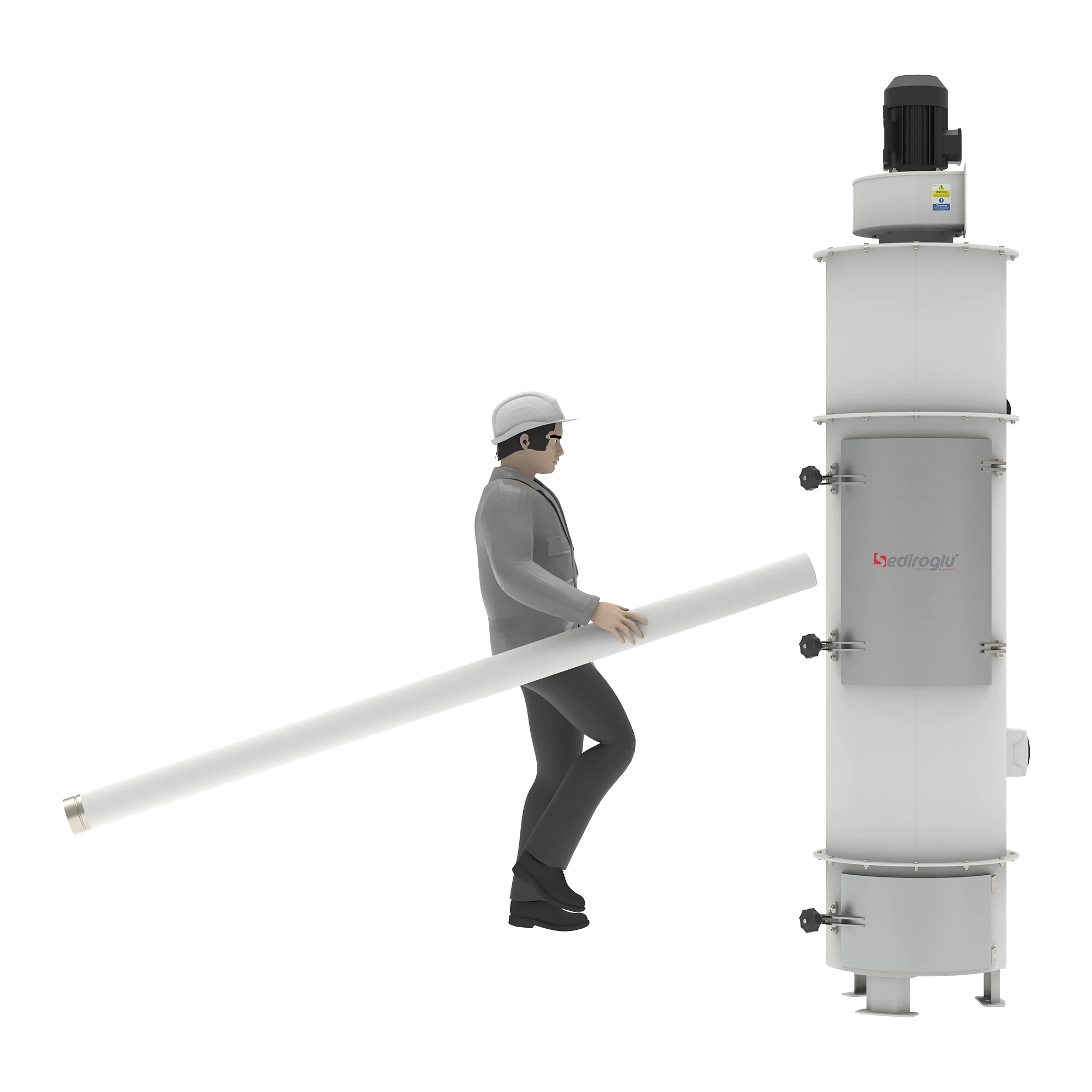 High-efficiency internal brush system that mechanically removes accumulated dust from the outer surface of filter bags, restoring airflow permeability and extending filter bag service life