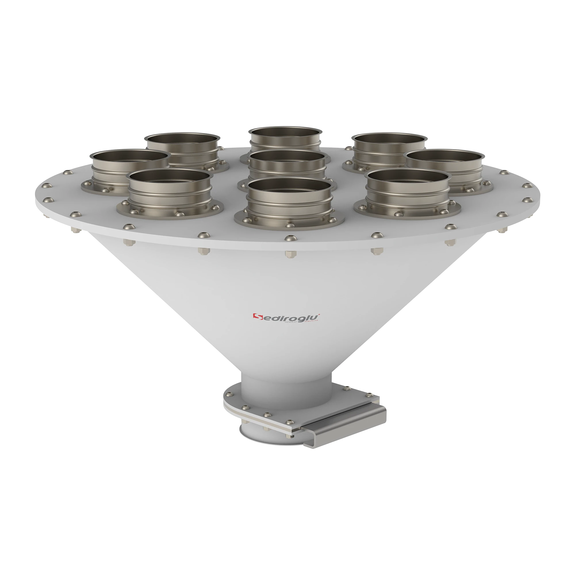 Connection layout between nine bins and bunker inlets