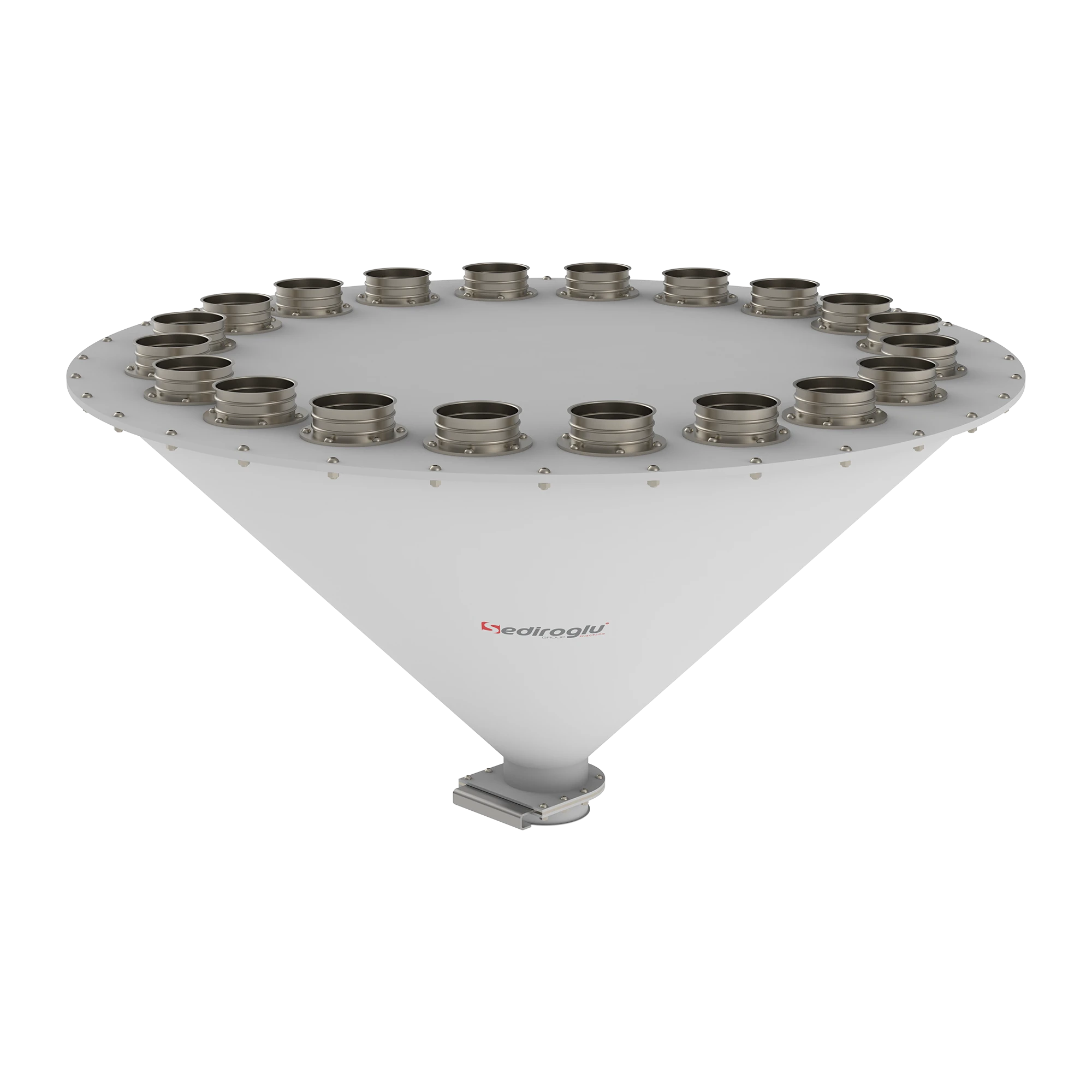 Connection layout between twenty bins and inlet system