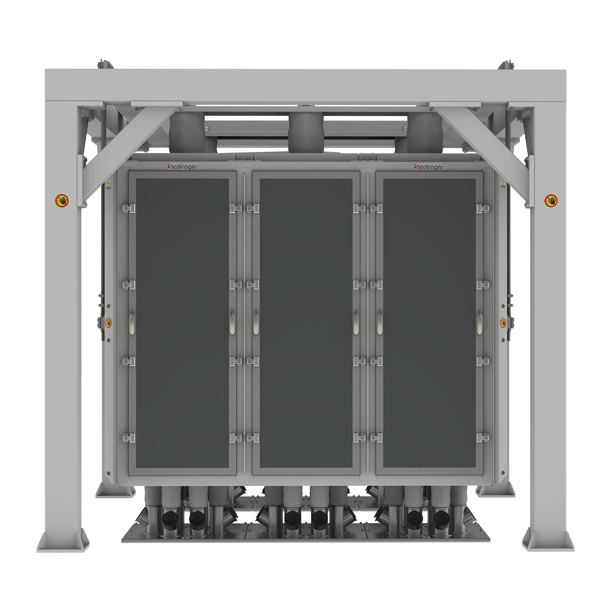 Strong leg construction of Quadro Plansifter 6x30 ensuring structural stability and vibration control.