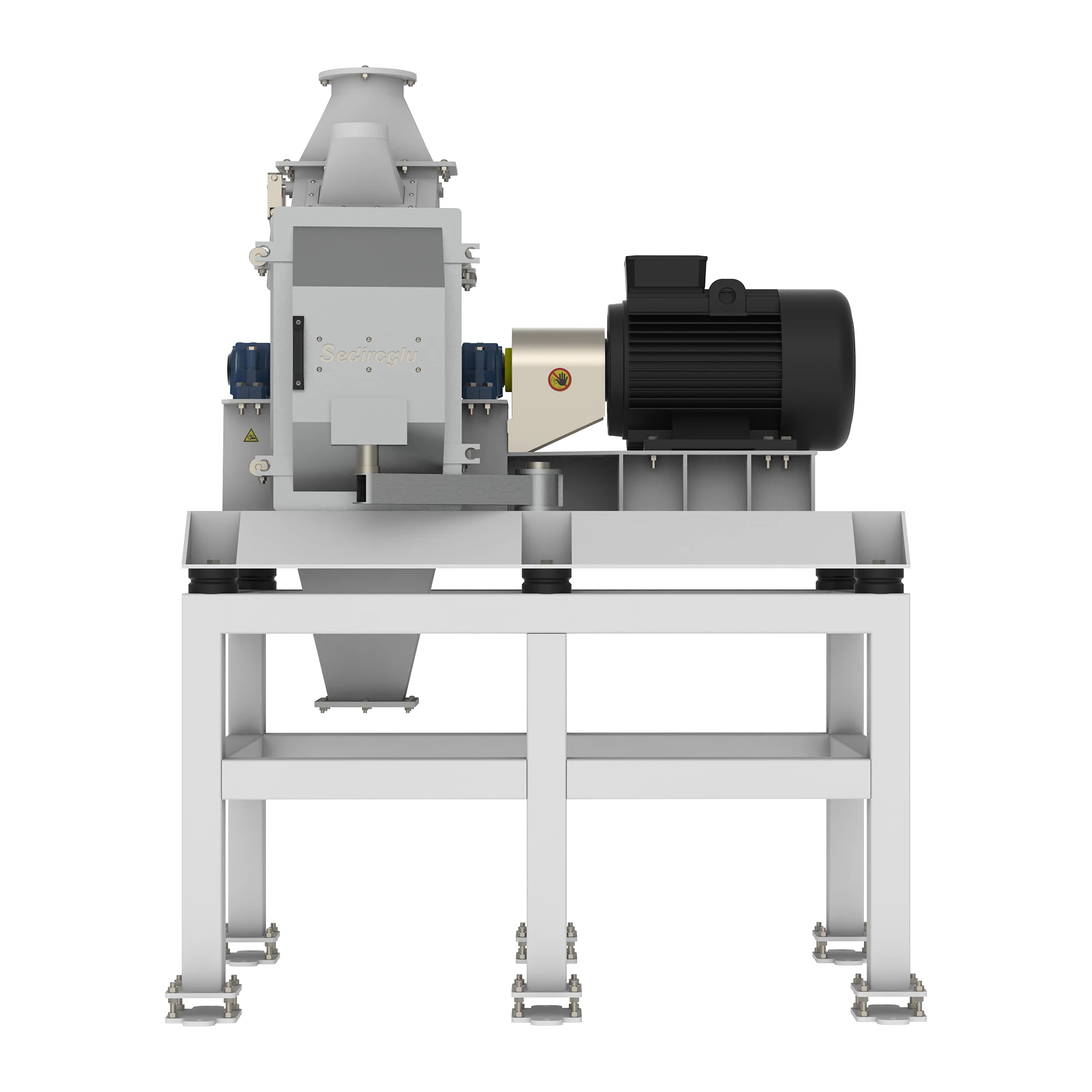 Discharge outlet designed for smooth material transfer and continuous output flow.