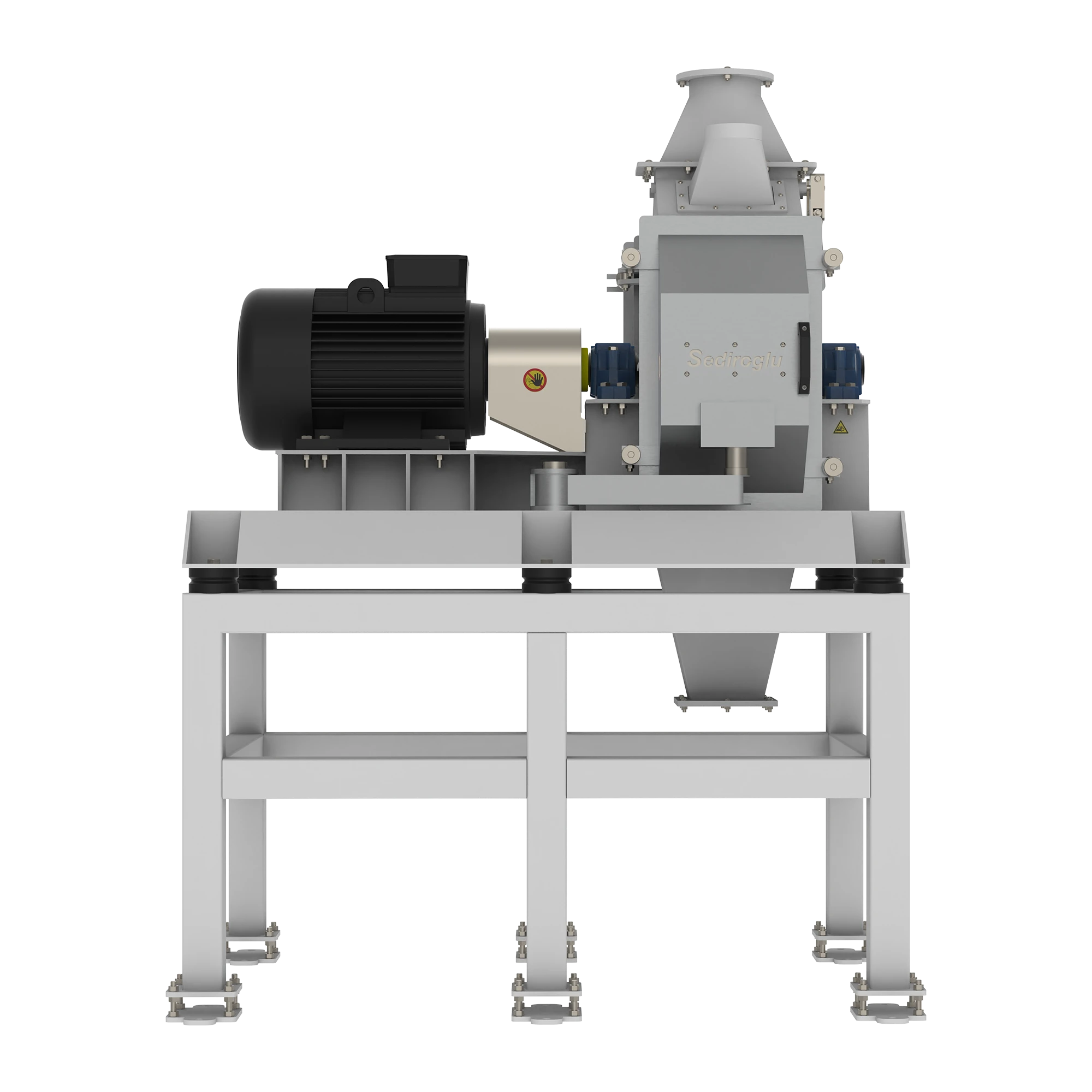 Balanced rotor system engineered for powerful impact force and uniform particle reduction.