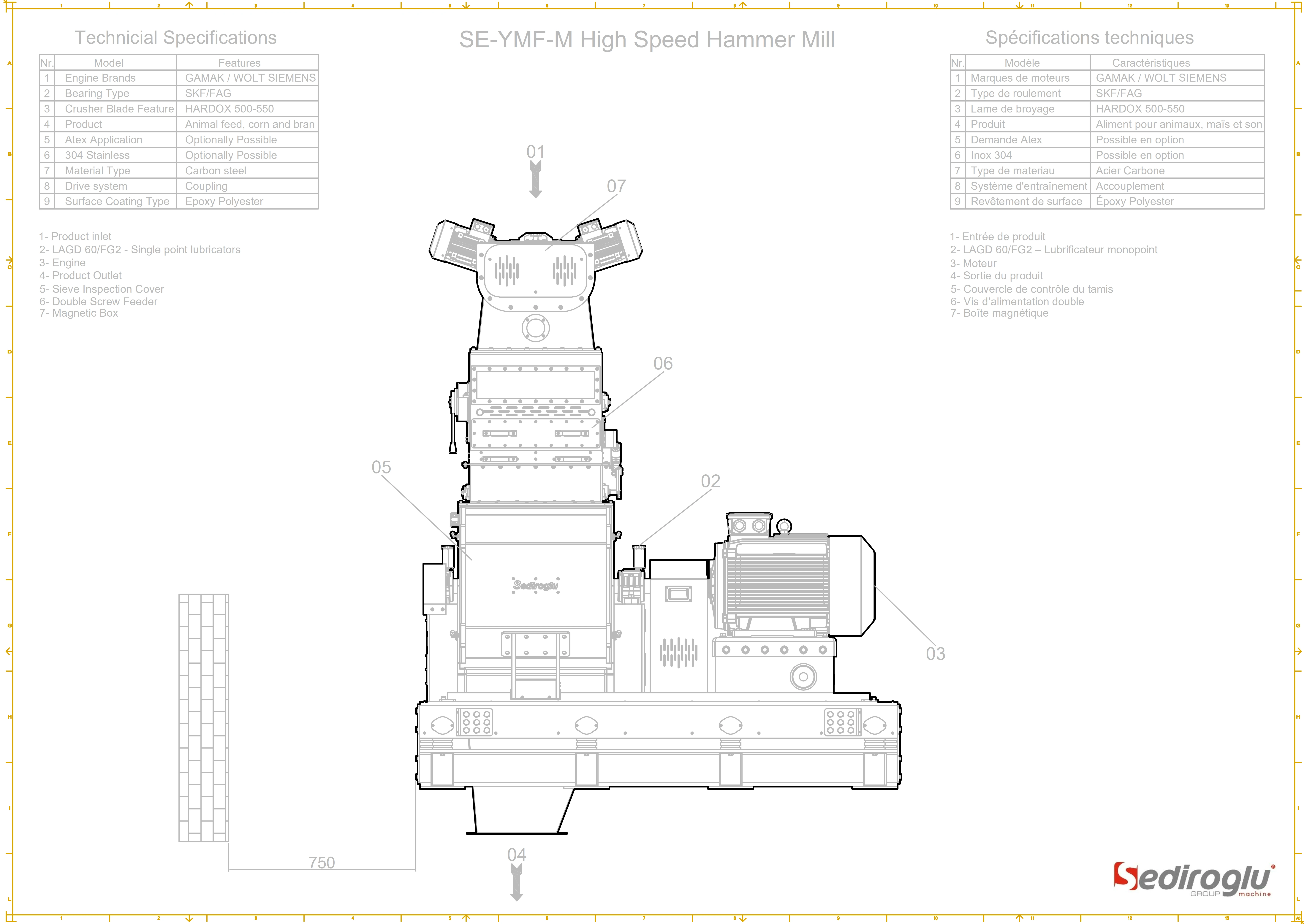 High-speed-hammer-mill-15-ton-dimension-diagram-se-ymf-m-150