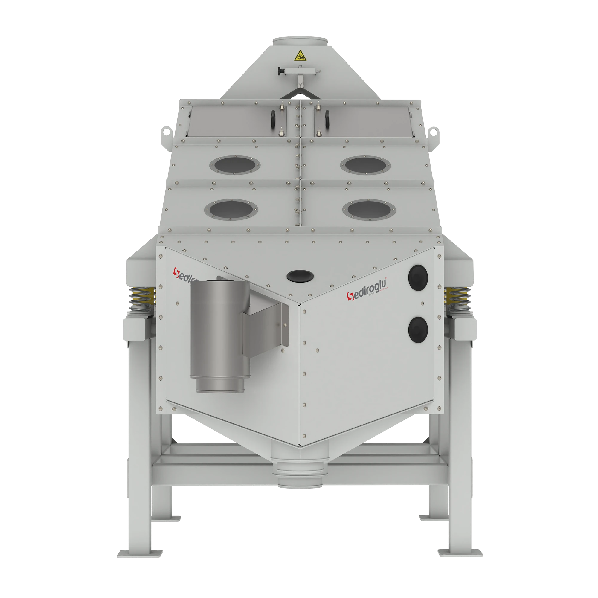 Pellet screening equipment used in feed mills to improve pellet uniformity and product quality.