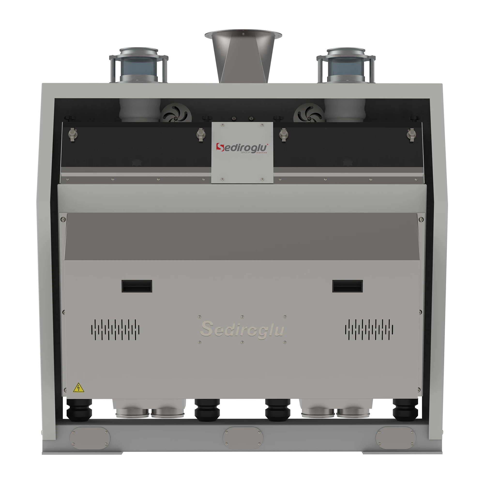 Close-up of Semolina Purifier 50 sieve decks, illustrating precise granule classification and removal of bran, dust, and husk in industrial operations.