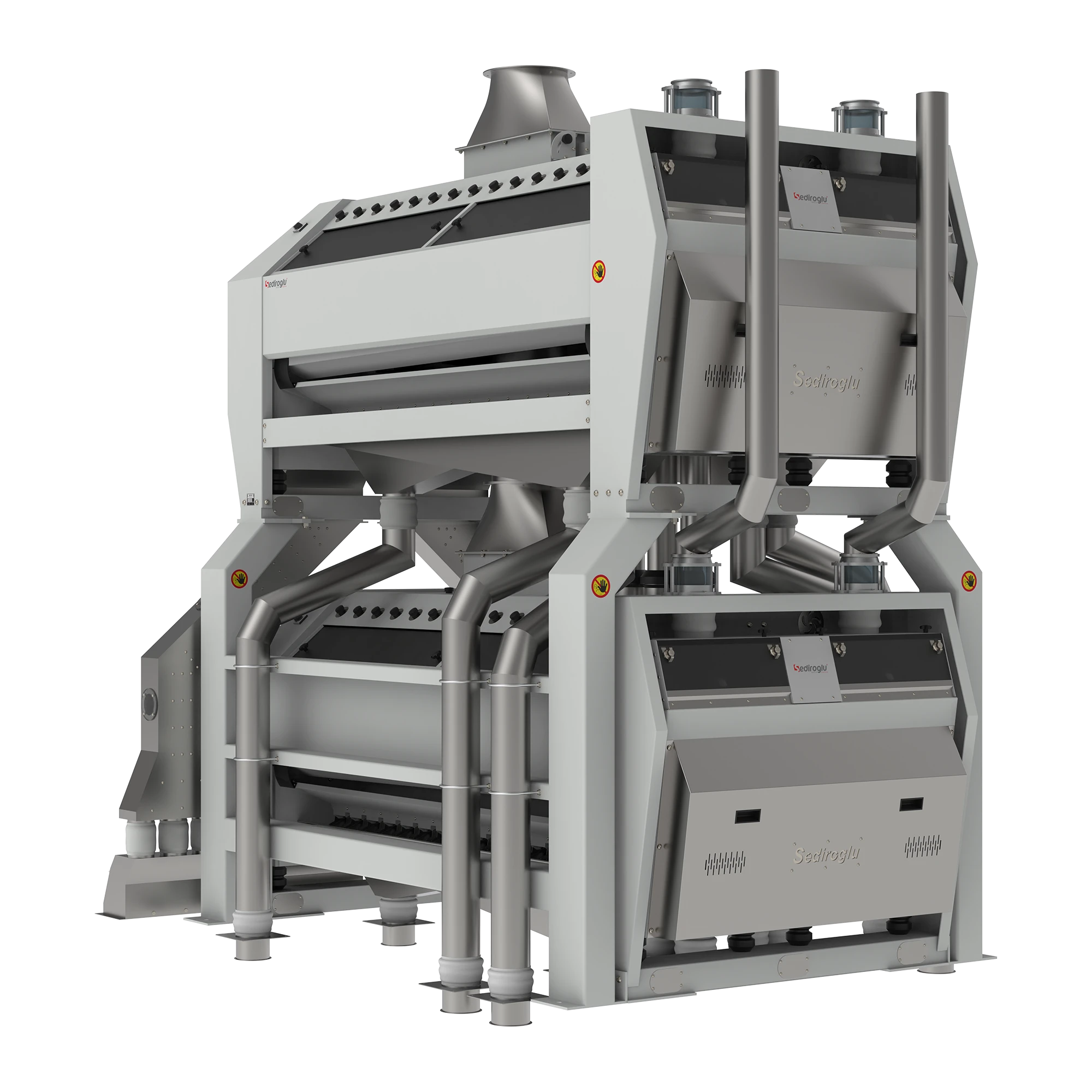 Compact double deck design of Semolina Purifier 100 optimizing space usage in industrial milling plants.