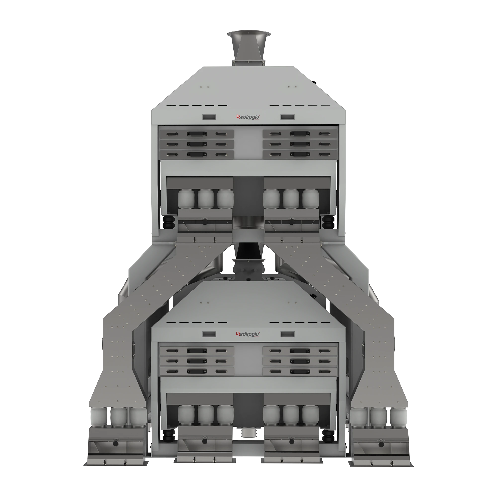 Optimized airflow system removing bran, dust, and husk in large-scale milling facilities.