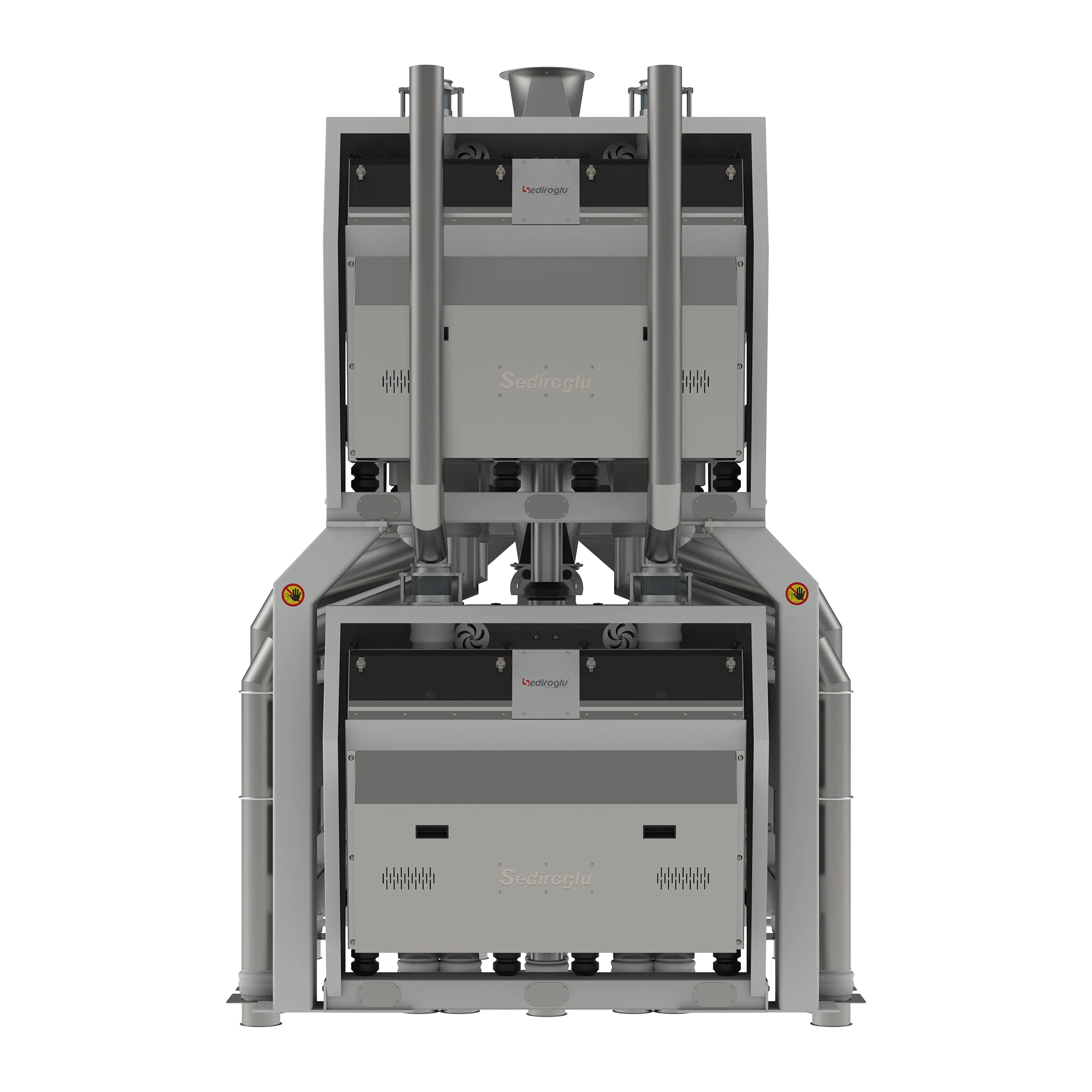 Double deck system design providing space-saving installation and increased processing capacity.