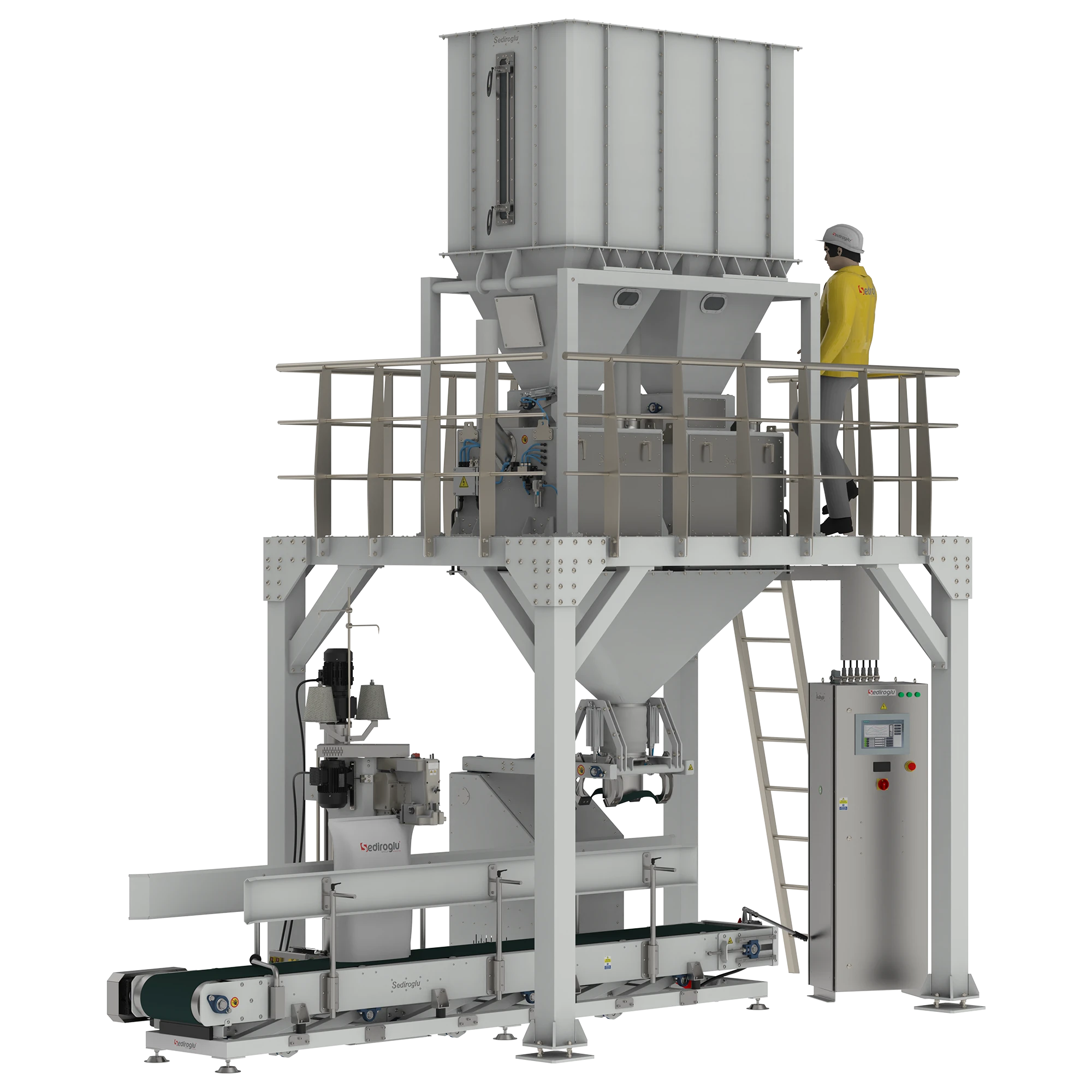 Granular Product Packing Machine 25-50 Kg Double Weighing Single Spout