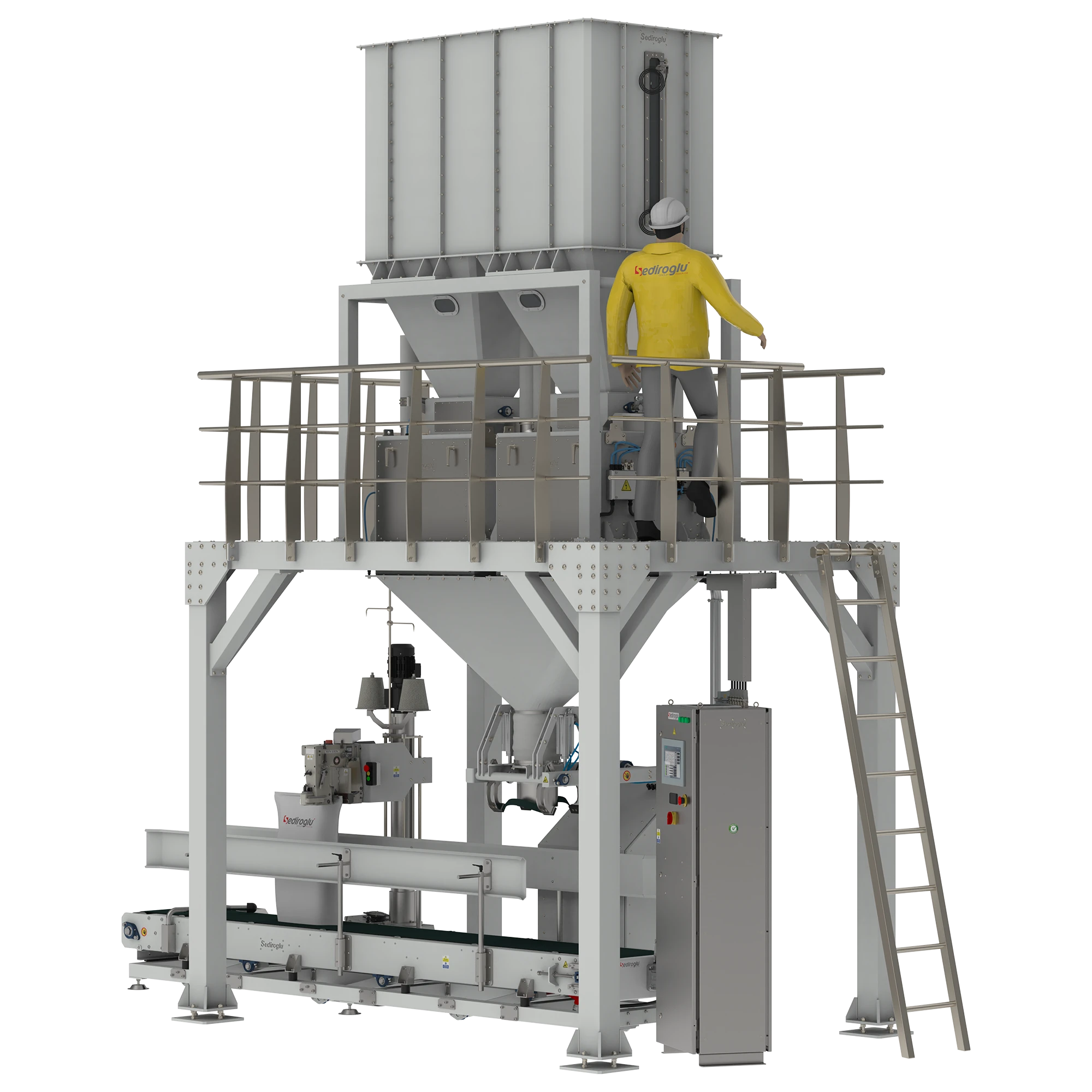 Granular Product Packing Machine 25-50 Kg Double Weighing Single Spout