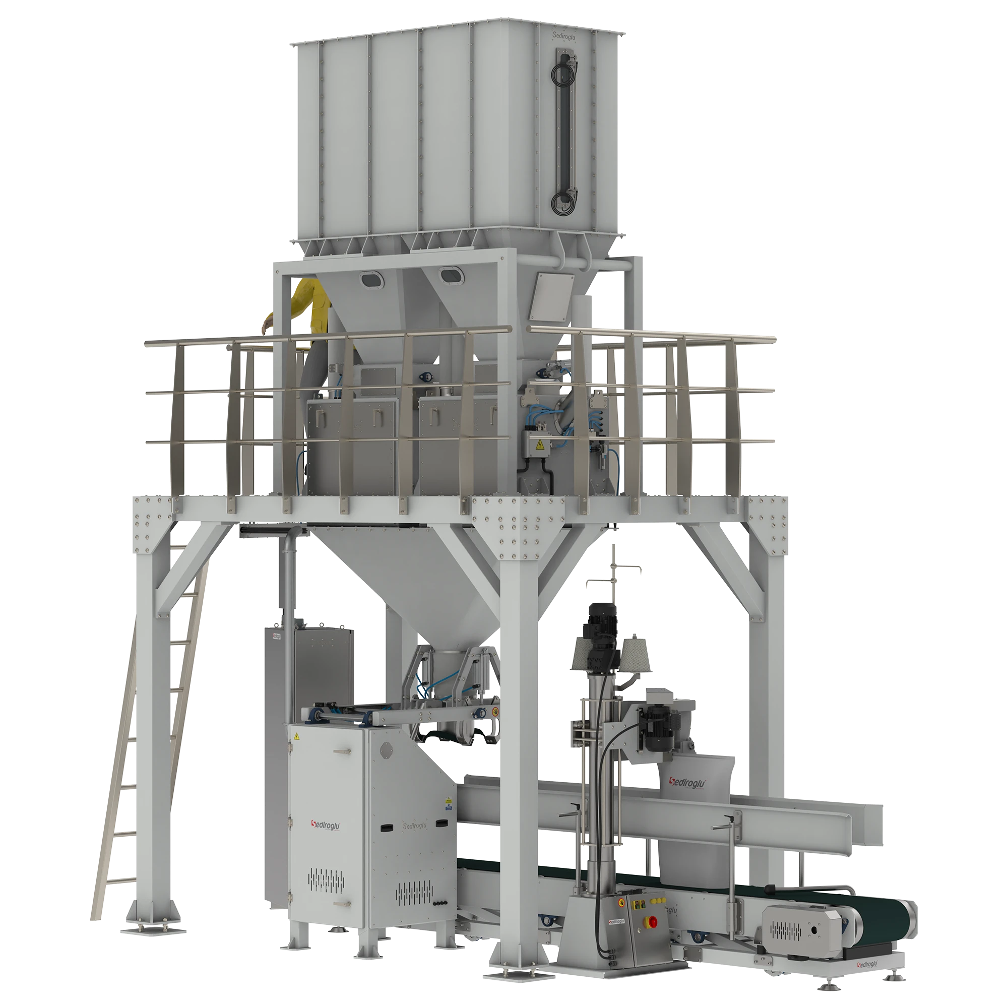 Granular Product Packing Machine 25-50 Kg Double Weighing Single Spout