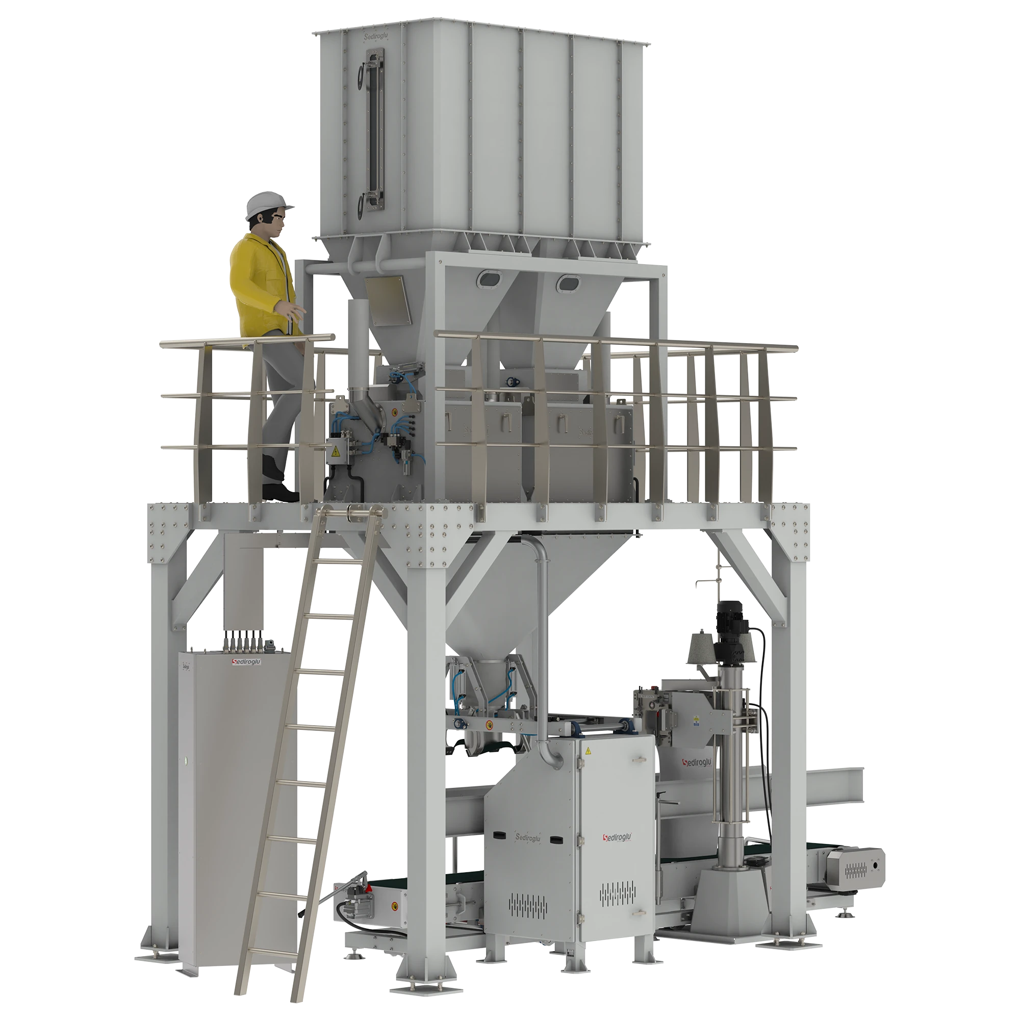 Granular Product Packing Machine 25-50 Kg Double Weighing Single Spout