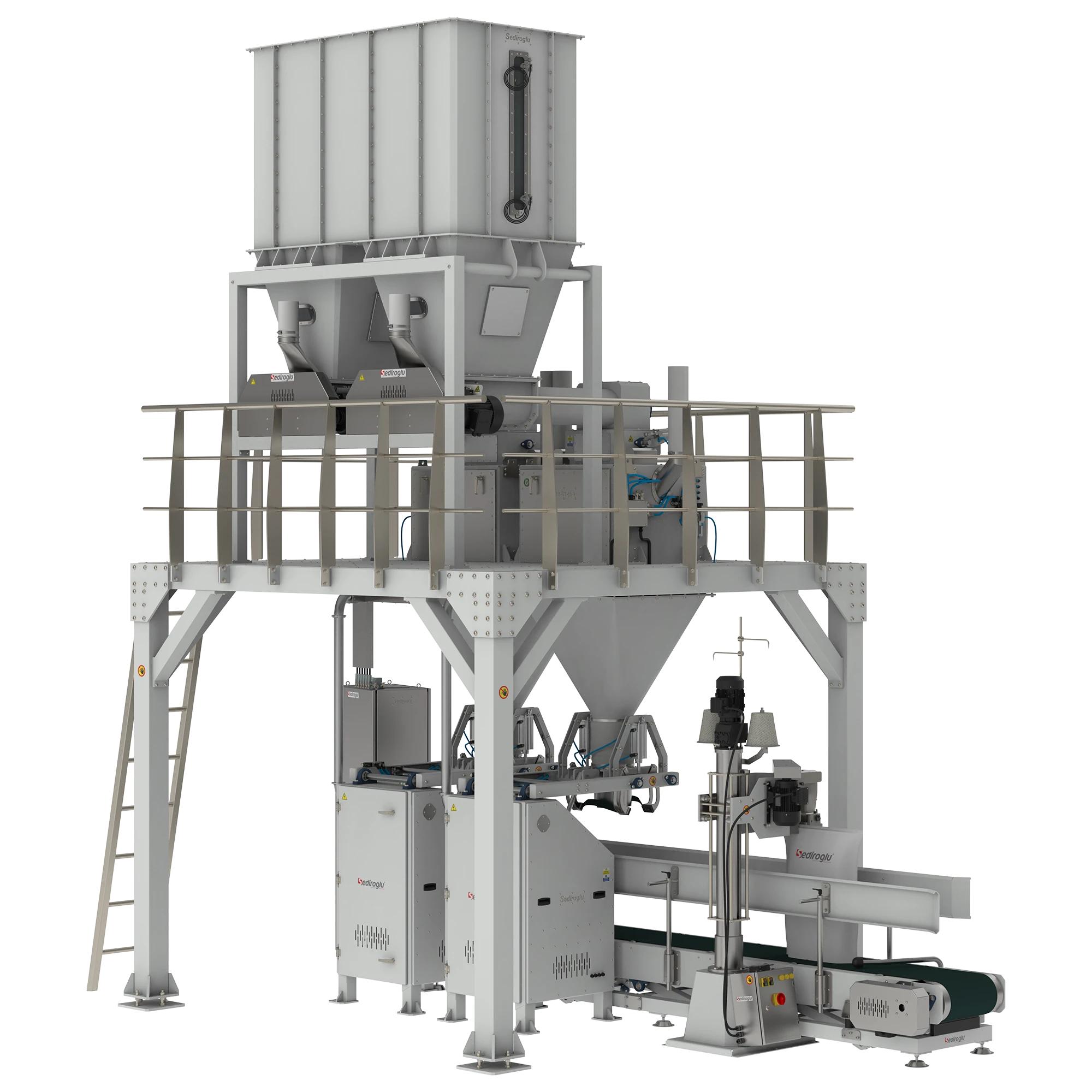 Flour Packing Machine 25-50 Kg Double Weighing Double Spout