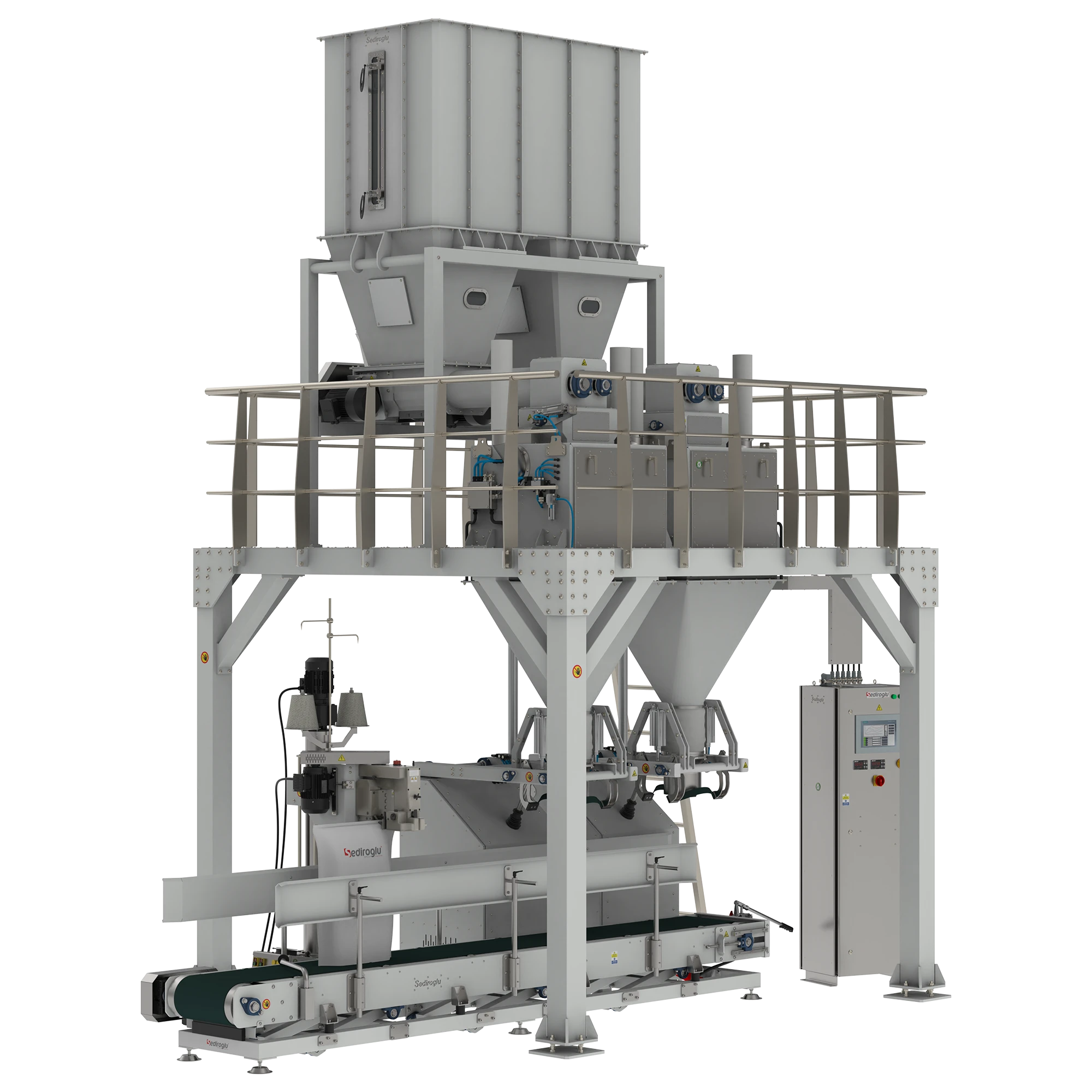 Flour Packing Machine 25-50 Kg Double Weighing Double Spout