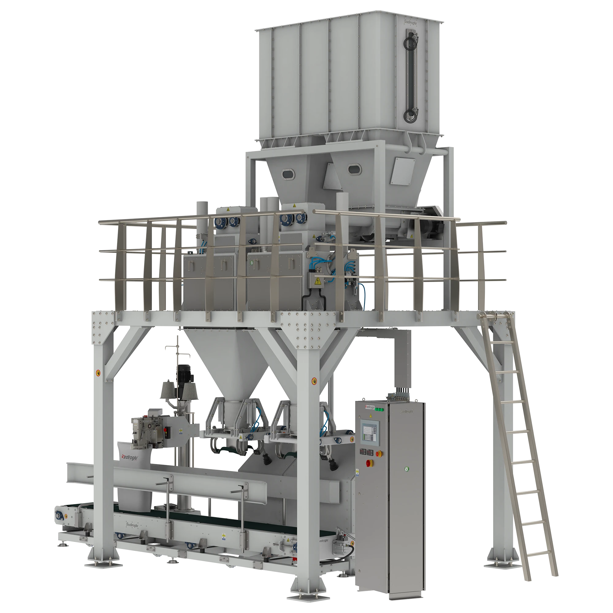 Flour Packing Machine 25-50 Kg Double Weighing Double Spout