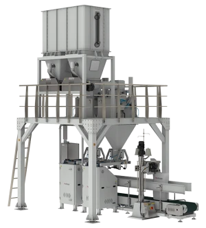 Flour Packing Machine 25-50 Kg Double Weighing Double Spout