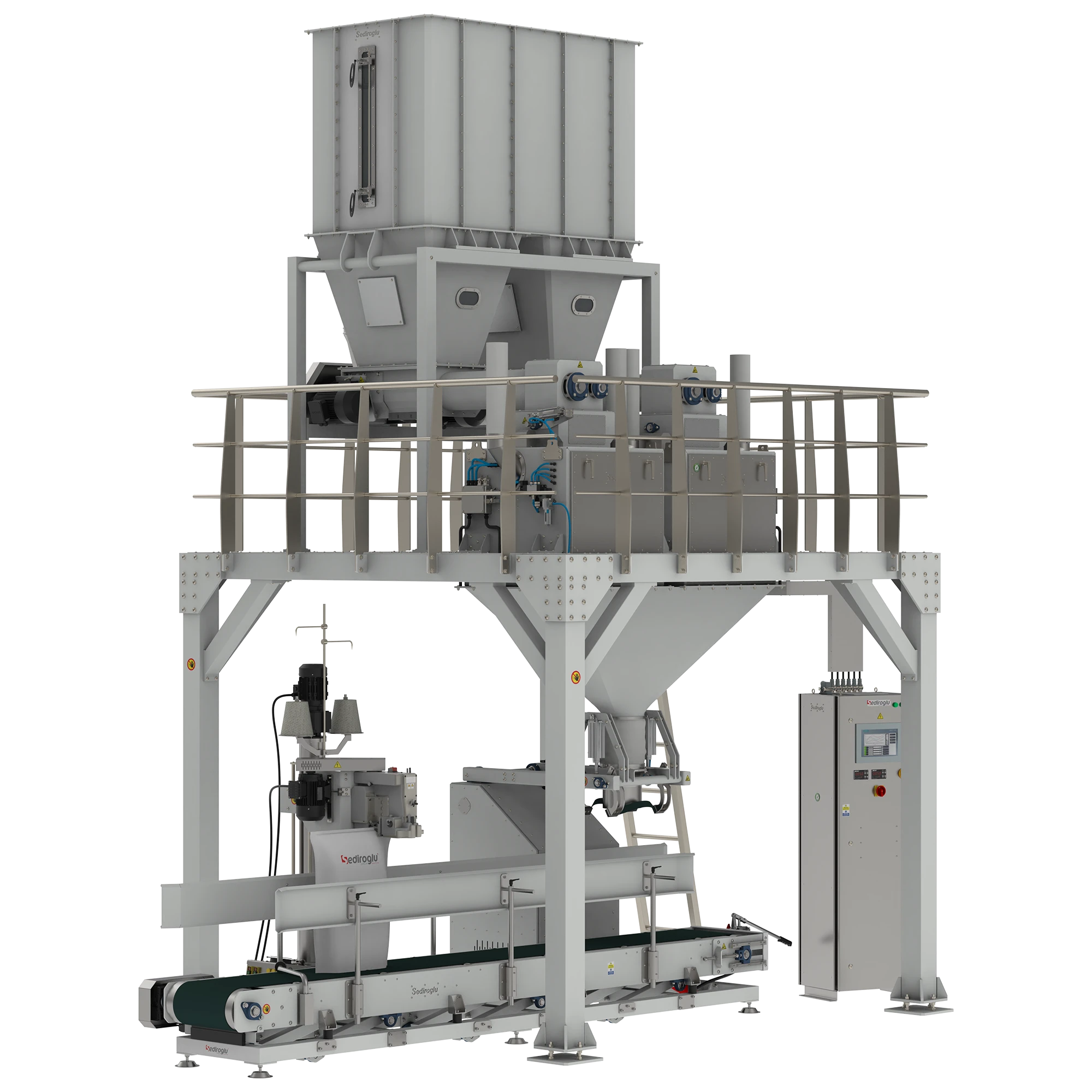 Flour Packing Machine 25-50 Kg Double Weighing Single Spout