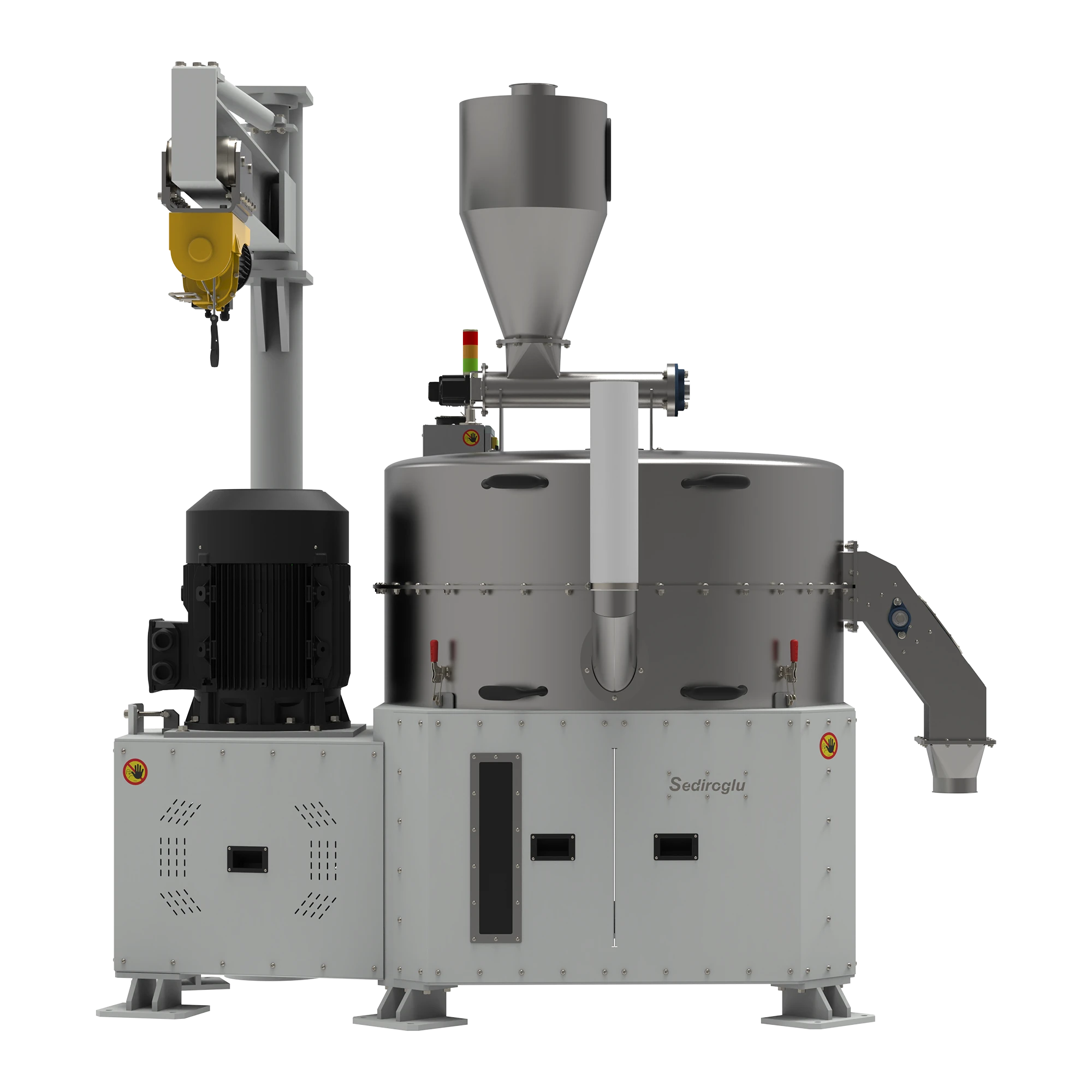 Grinding chamber of stone flour mill showing natural stone milling process in detail.