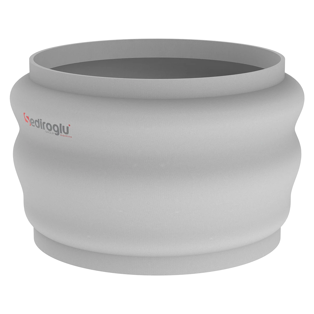 Side profile showing the flexible industrial fabric structure.