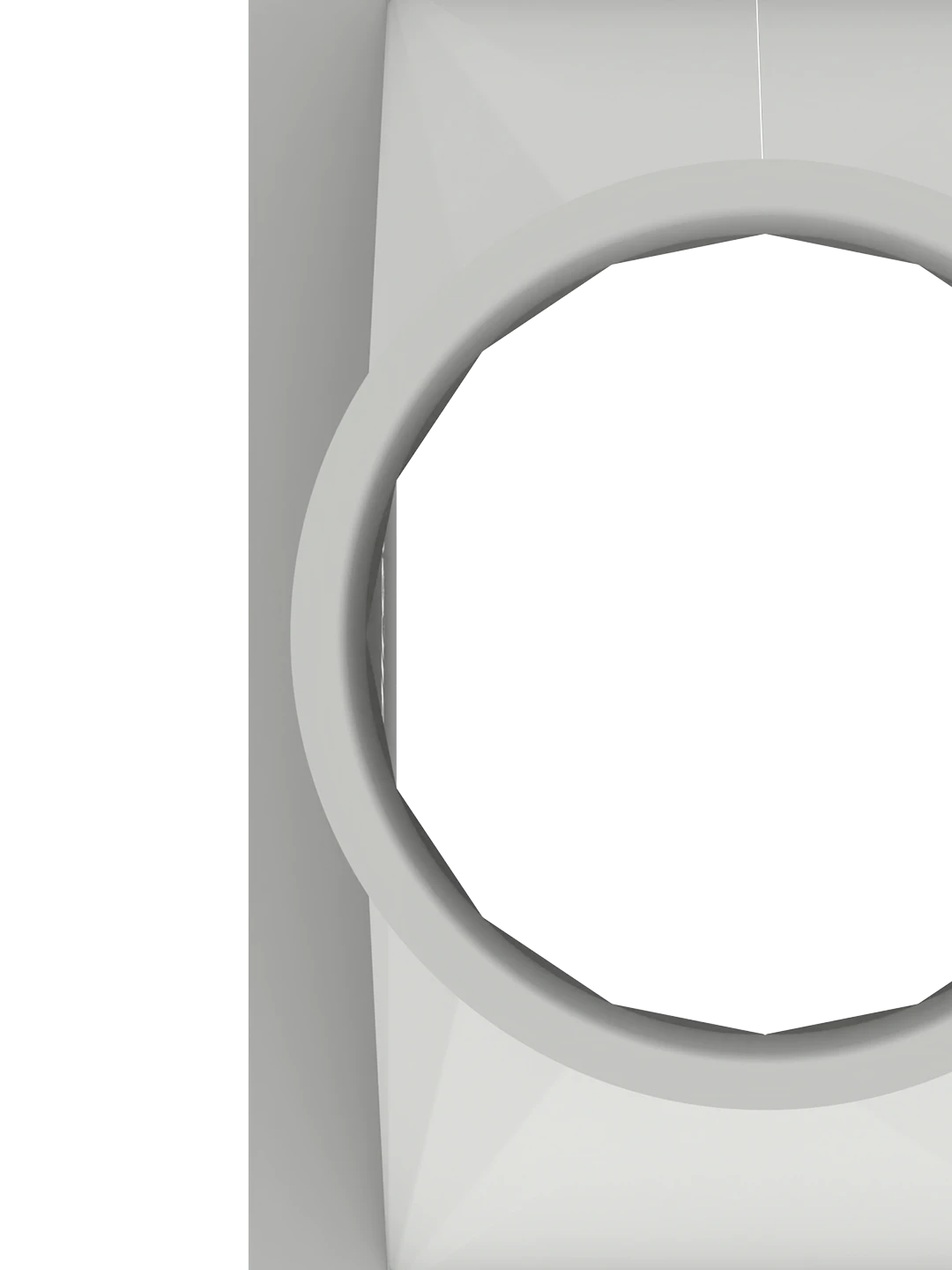Front view showing flanged connection for sealed discharge.