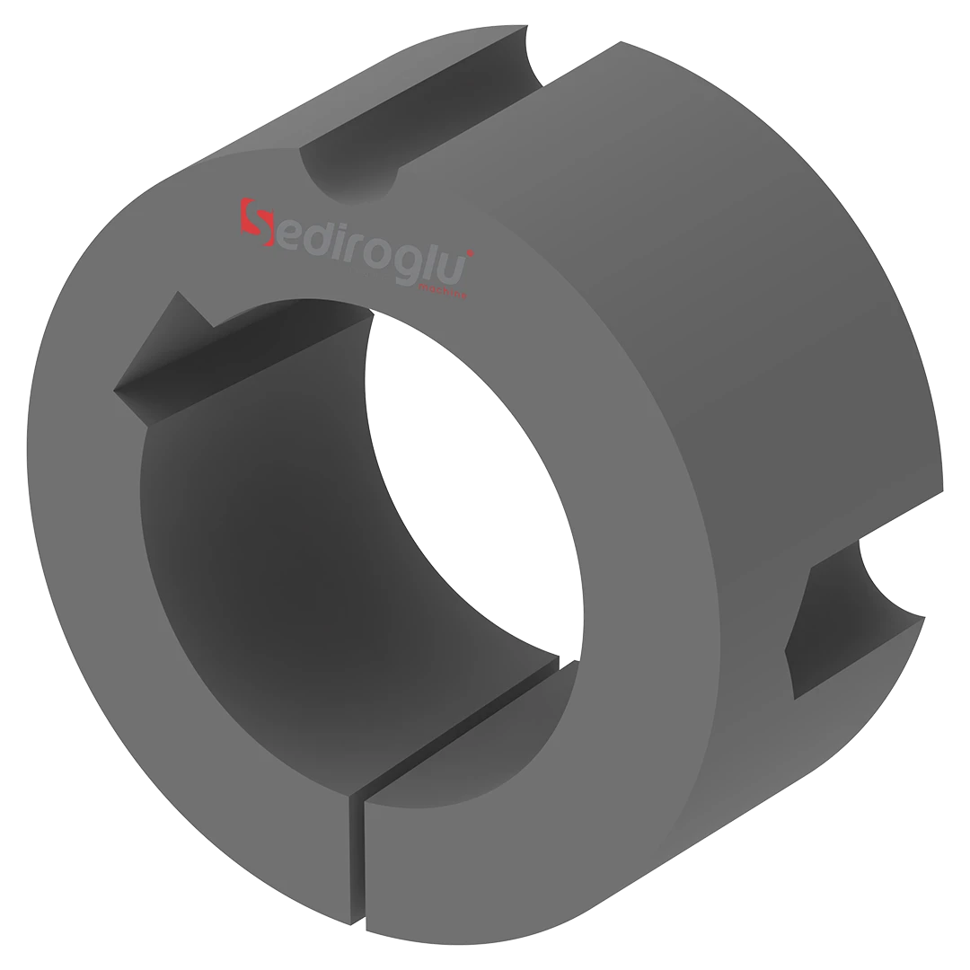 Taper bush assembled with V-belt pulley on motor drive in a flour milling application.