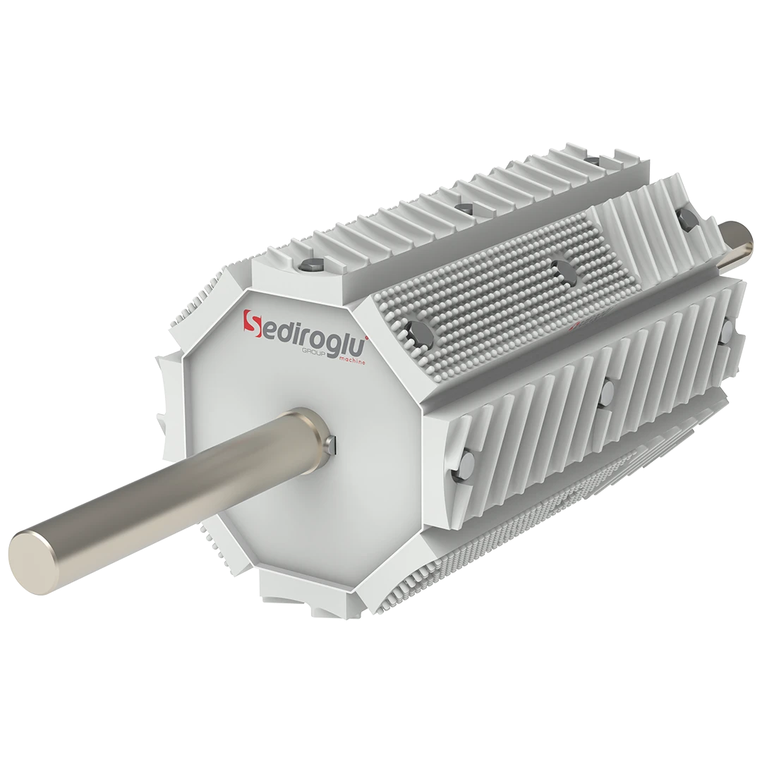 Reinforced cast rotor assembly used in Horizontal Scourer machines operating in flour mills and grain processing plants