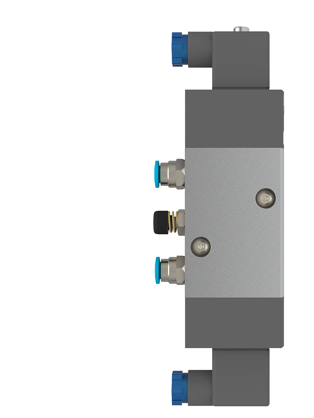 Installed VUVS solenoid valve controlling pneumatic airflow in a Pneumatic Magnetic Separator used in corn flour mills and whole wheat flour plants
