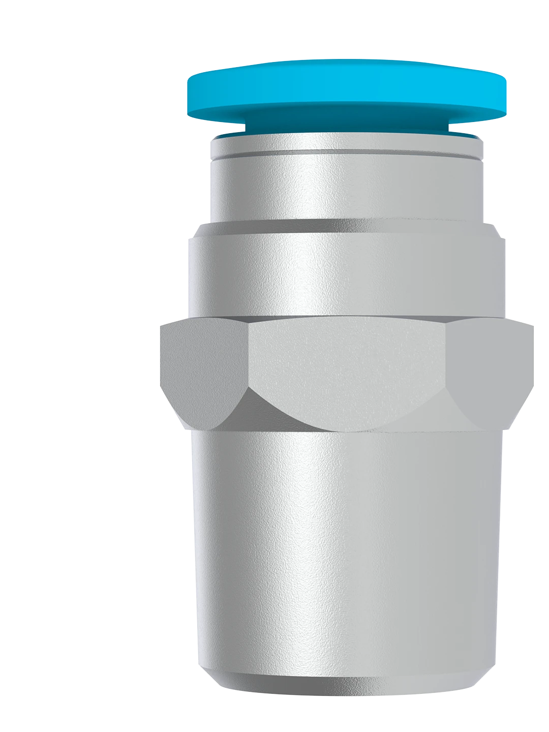 Installed push-in fitting connecting pneumatic tubing in a Pneumatic Magnetic Separator used in corn flour mills and whole wheat flour plants