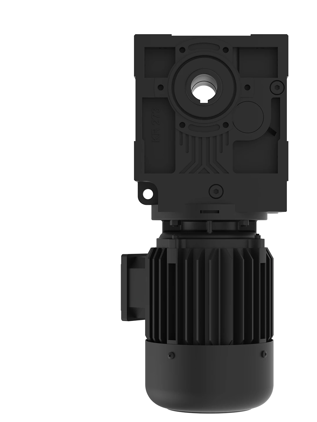 Geared motor driving a rotary airlock valve in a flour mill dust collection line.