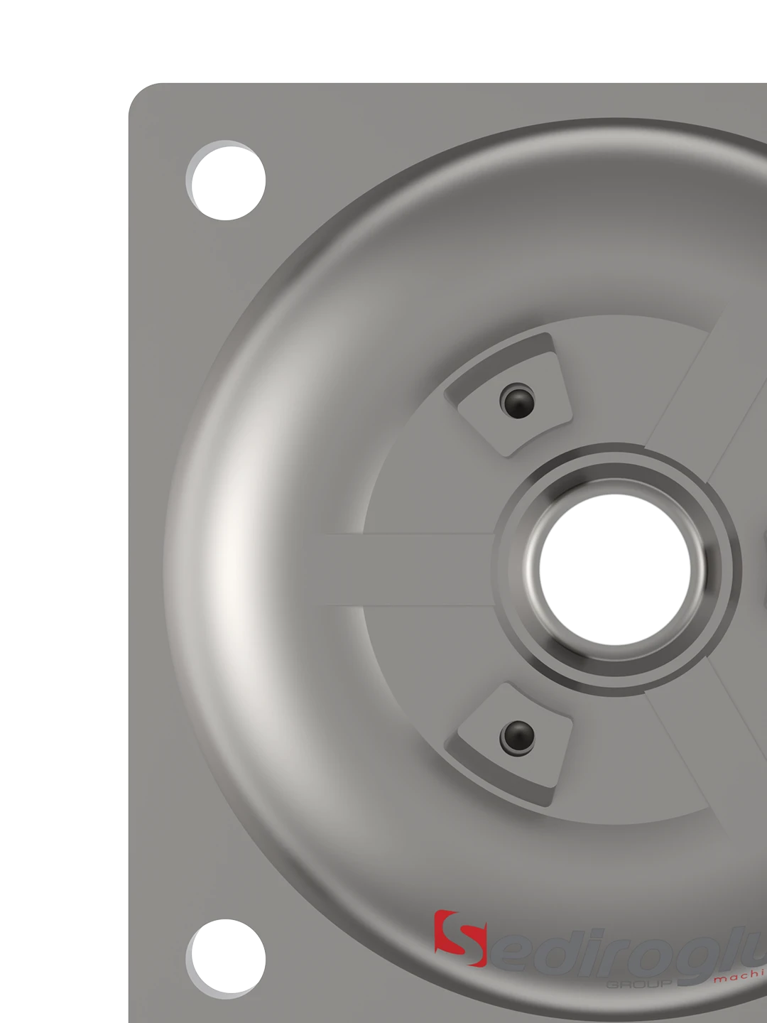 Installed aluminum diaphragm cover on blower-assisted filtration unit
