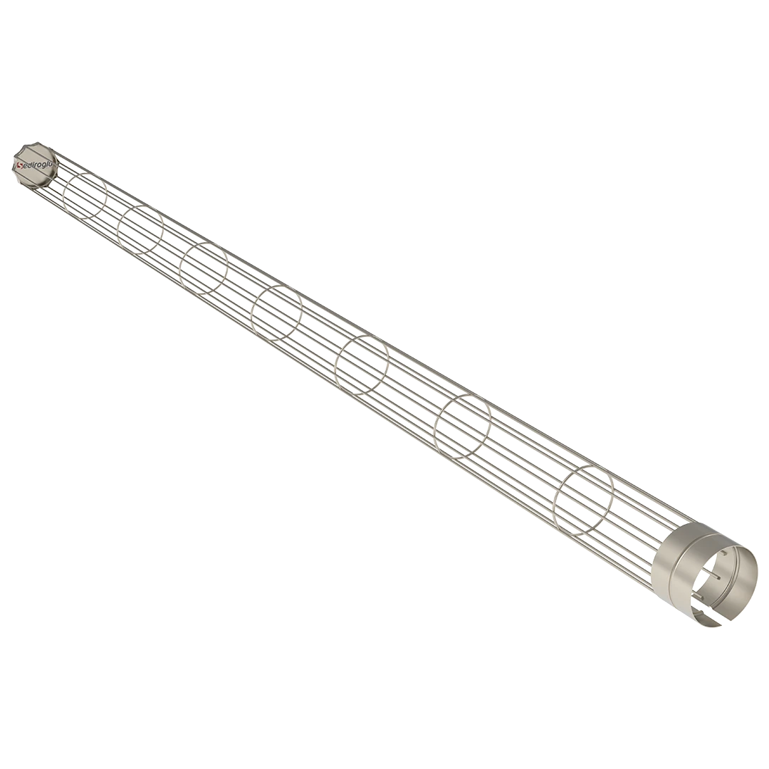 Reinforced steel wire structure for long filter bags