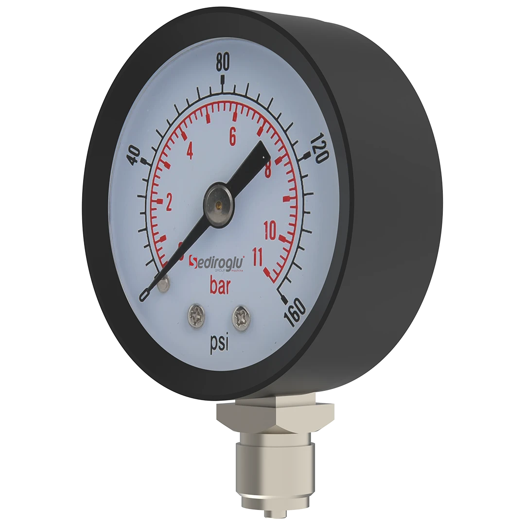 Airtight connection between pressure gauge and air line