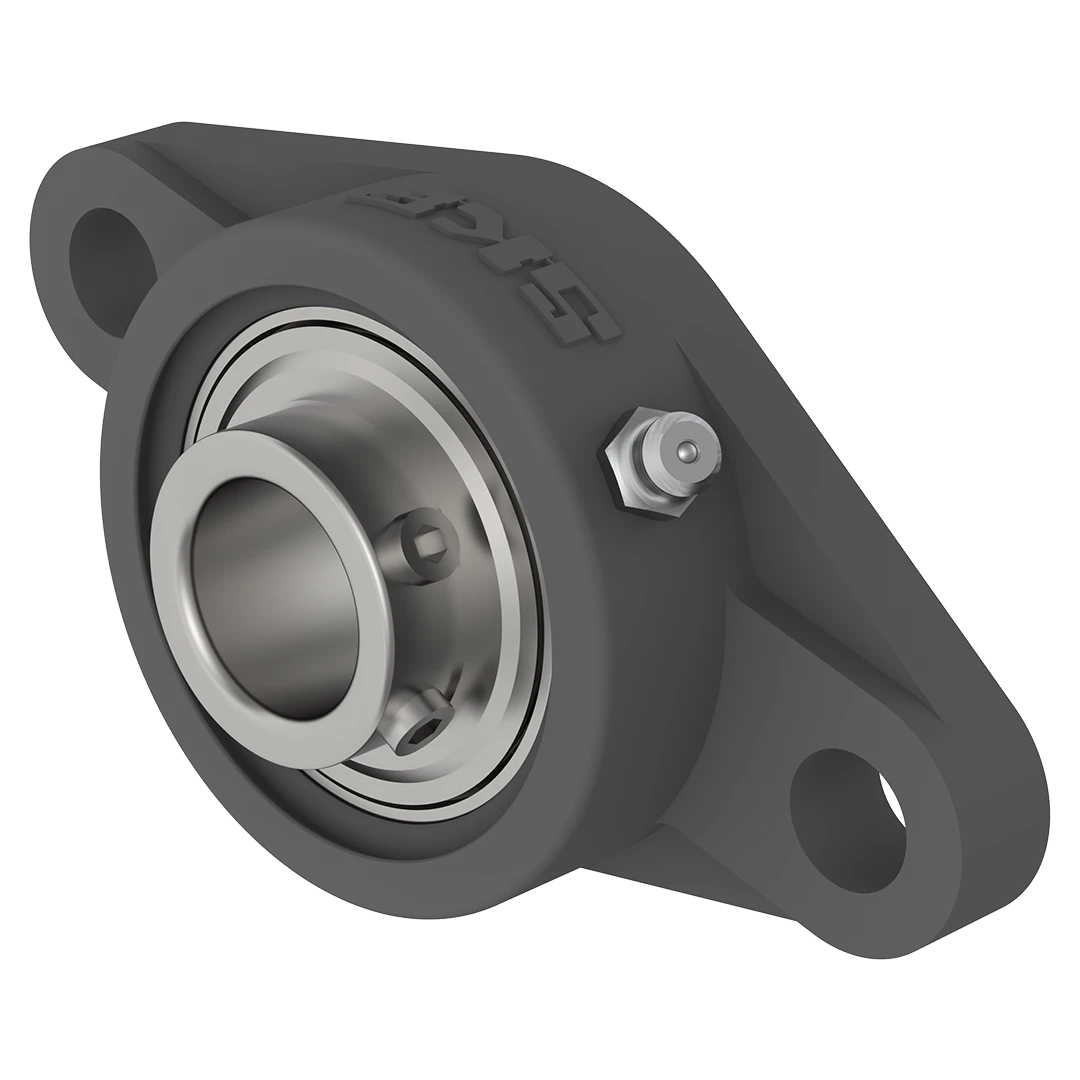 Front view of UCFL ball bearing housing with mounting holes