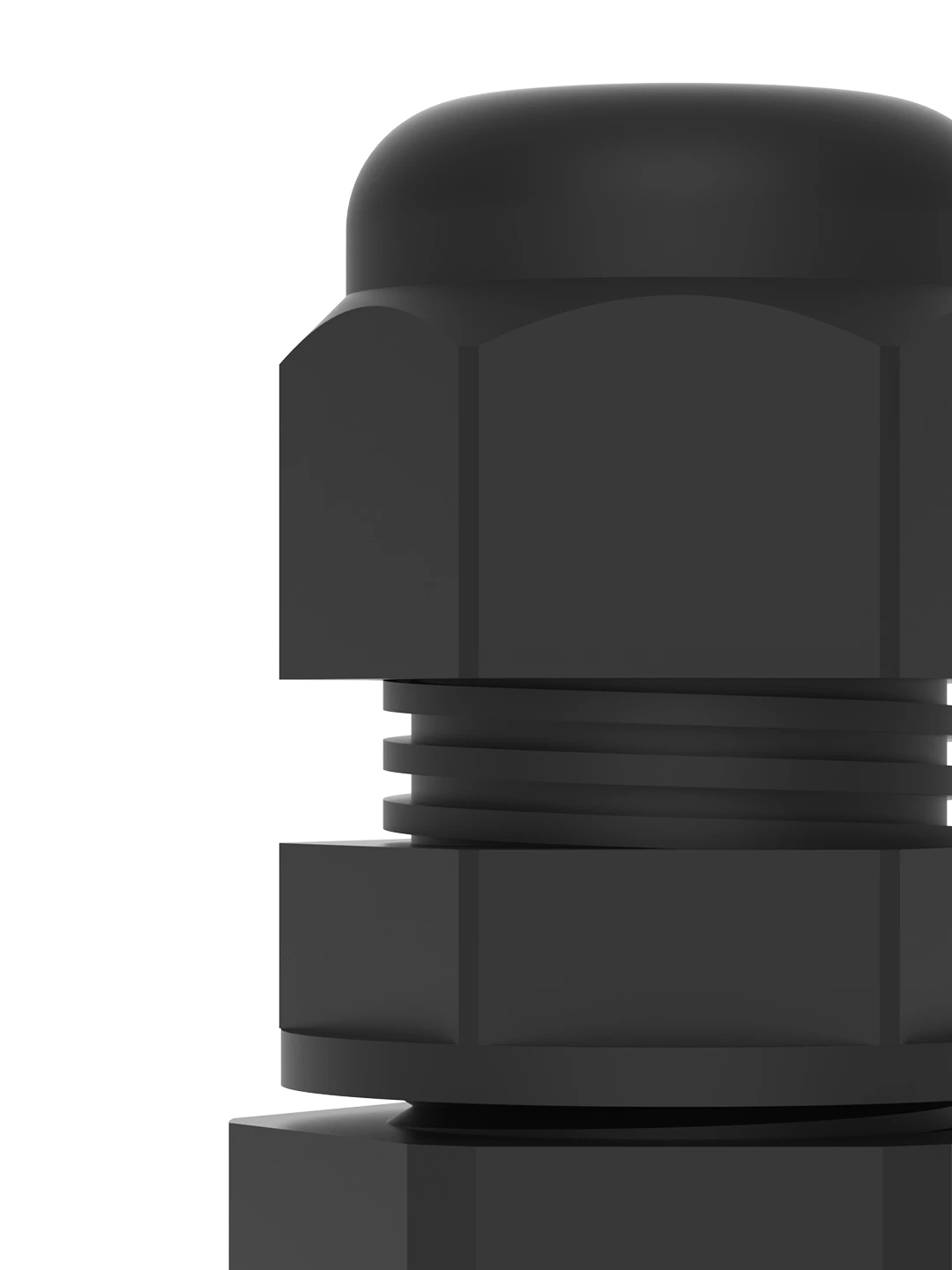 Installed cable gland on electrical control cabinet wall